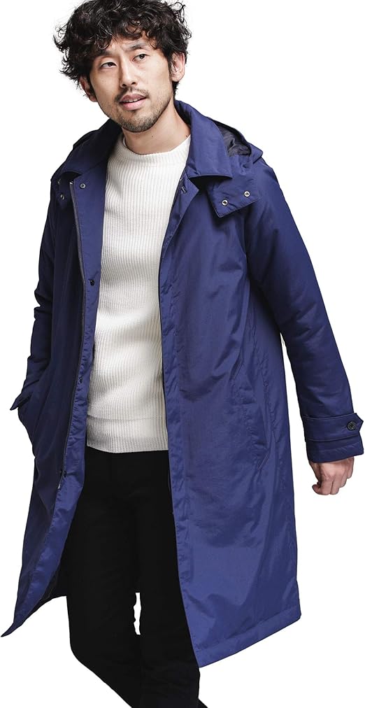 Amazon ナノユニバース 暖トリオ フード 脱着ステンカラーハイブリッドダウン コート メンズ Xl ネイビー コート ジャケット 通販