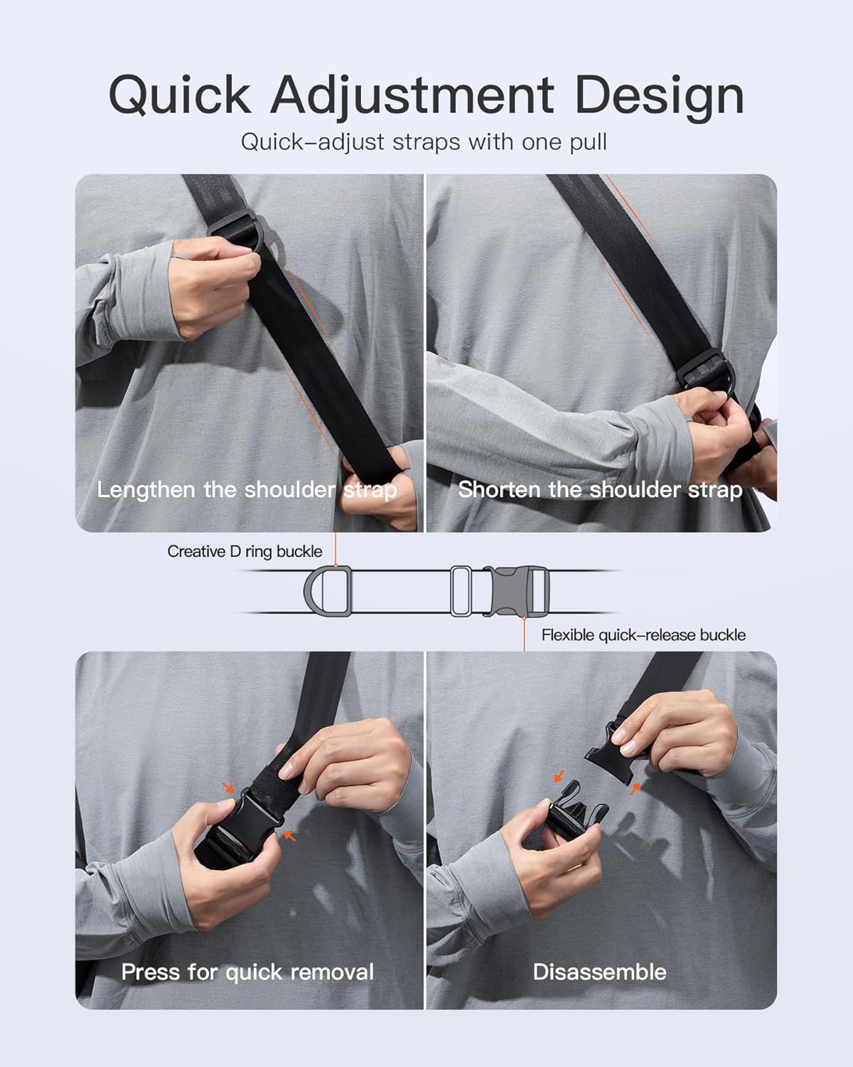 Inateck Sling Bag X-Lite, Lightweight Crossbody Shoulder Chest Bag with Quick-adjust Strap, Water-resistant Waist Fanny Pack for Men, Women, Travel, Cycling, Hiking, Work, Sports - Image 5