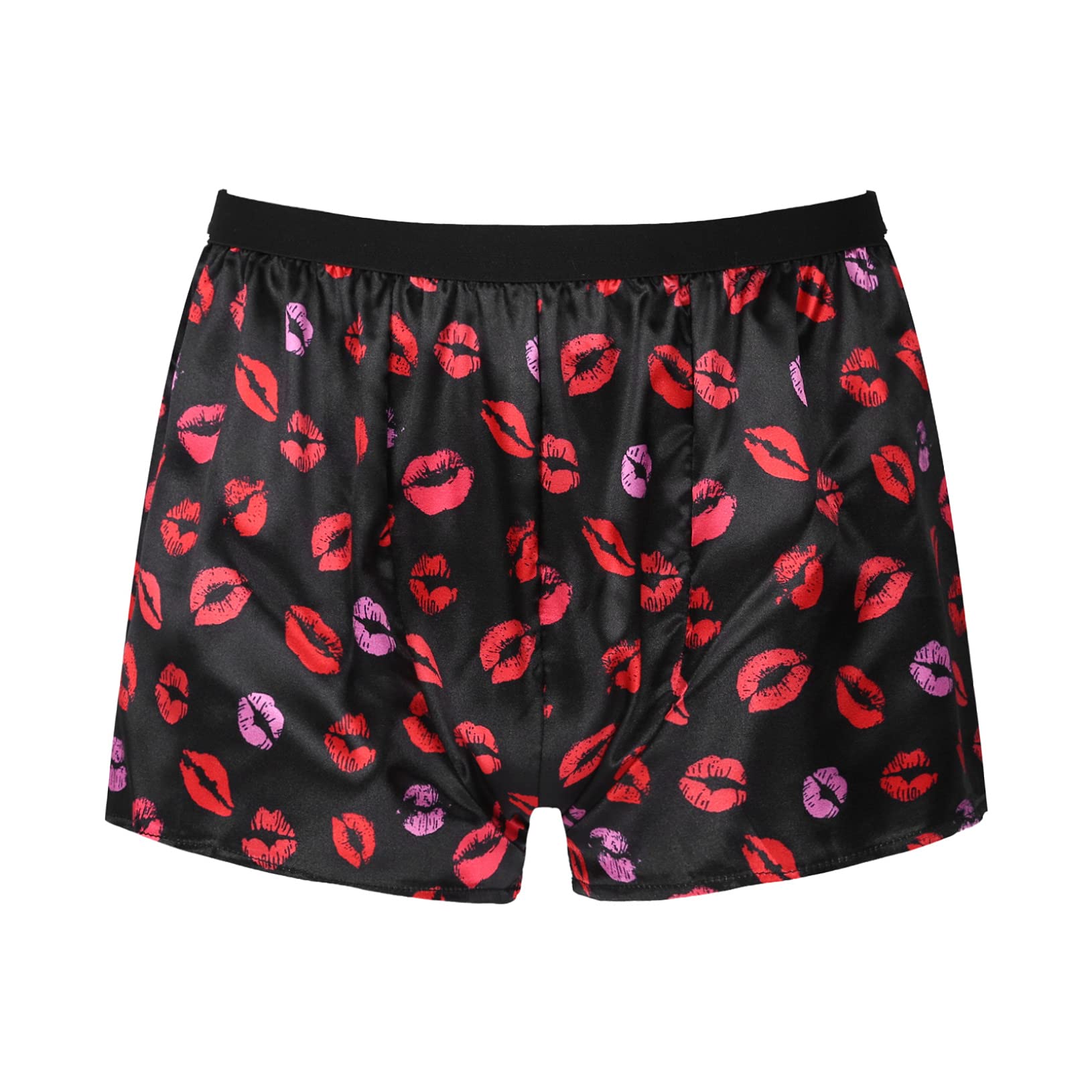 ACSUSS Mens Silk Shorts Frilly Satin Trunk Boxer Briefs Loose Crossdress Underwear