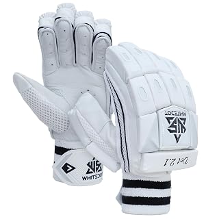 WHITEDOT Sports Dot 2.1 Cricket Batting Gloves||Suitable for Mens|Adult|Large Right Hand||White, Leather