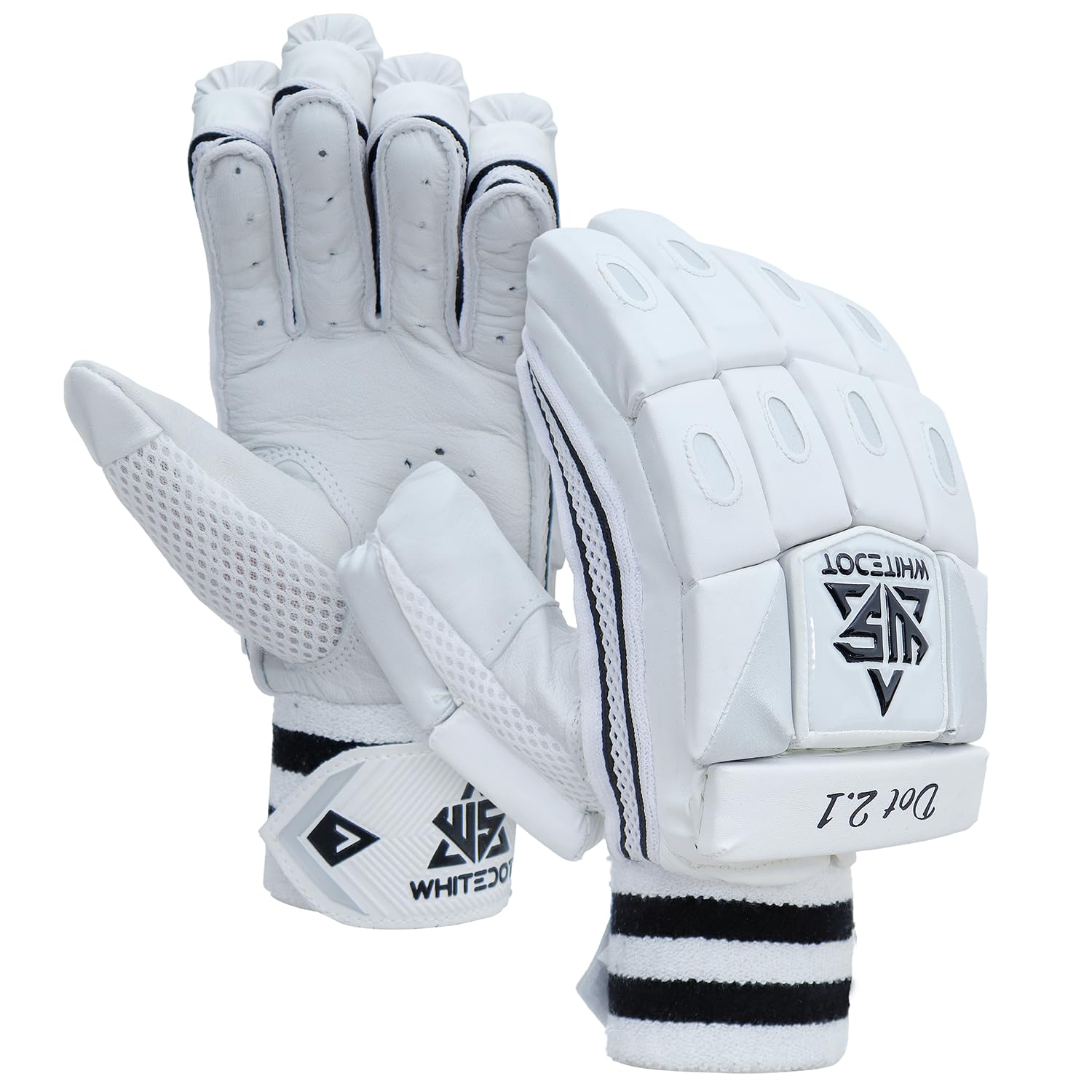 Whitedot Dot 1.0 Cricket Batting Gloves, Mens, Rh (Leather, White)-image-47