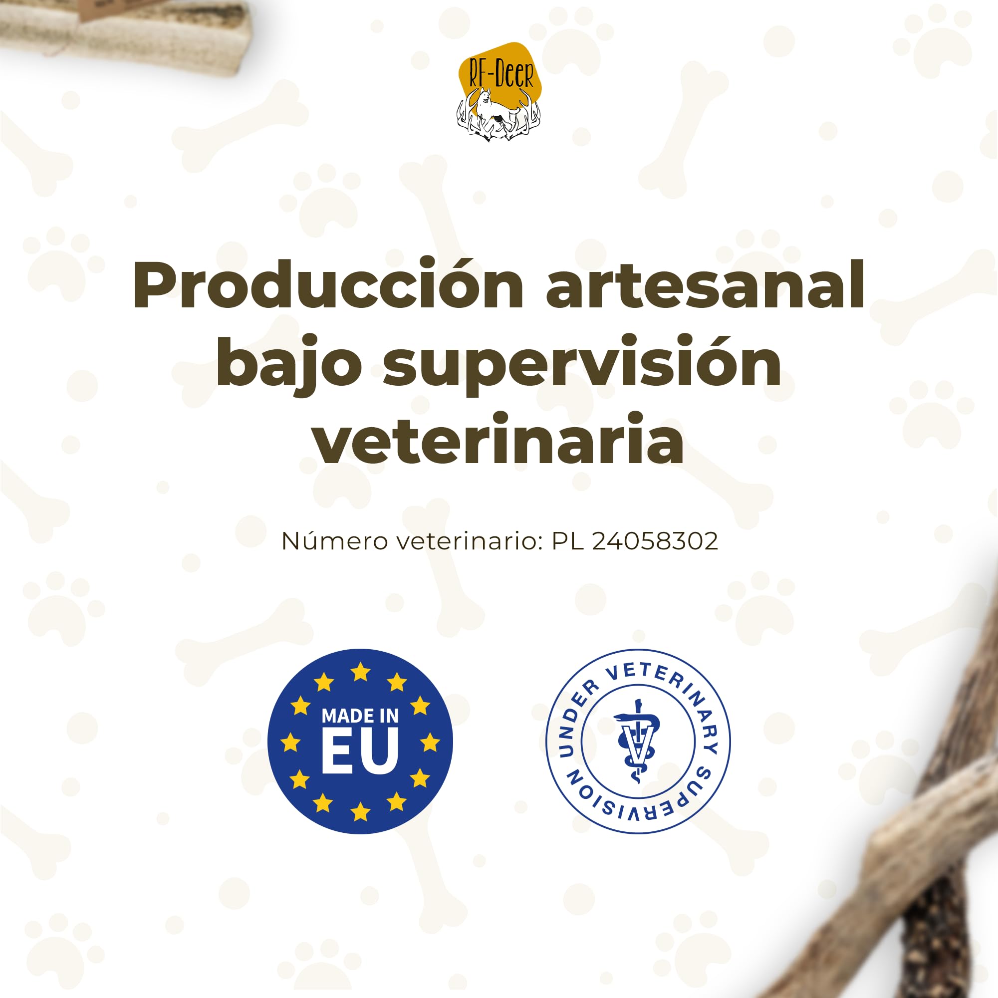 Asta de Ciervo para Perro | 5 Piezas | Talla XXL (0,75-1 kg) | Juguete Que Anda y Ladra | Mordedores y Huesos allá para Perros, Grandes y Pequeños | Versión Soft | 19-21 cm