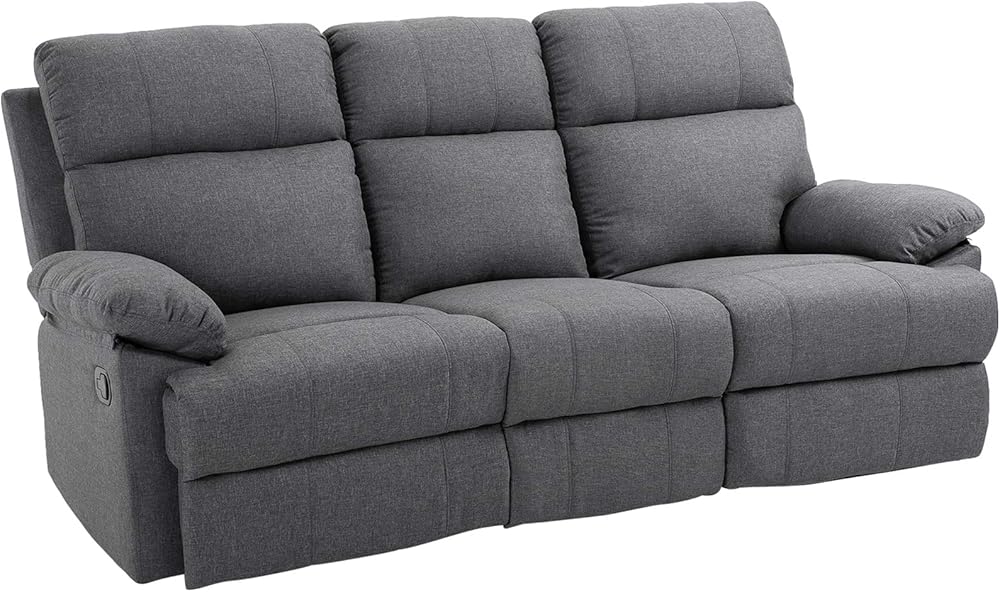 Homcom divano 3 posti in microfibra con schienale e poggiapiedi laterali reclinabili IT833-5500631