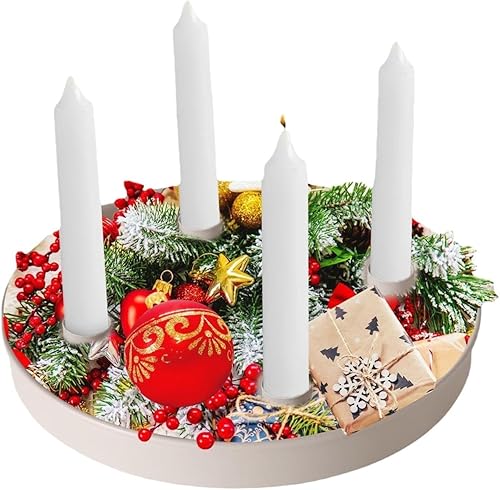 Miniatura 2 de Portavelas de bandeja redonda, 4 insertos cónicos para velas cónicas, portavelas decorativo de metalcerámica, multiusos para escritorio del hogar,