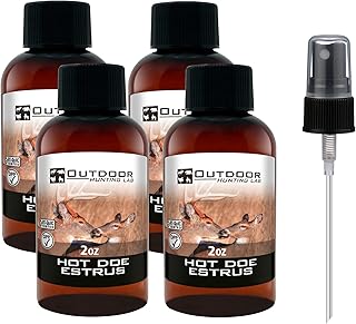 Outdoor Hunting Lab Hot Doe Estrus Scent - Deer Attractants for Whitetail Deer - Rut Scent Deer Attractant – Doe Urine for Hunting for Mock Scrape, Scent Drag – Deer Hunting Accessories (4 Bottle)