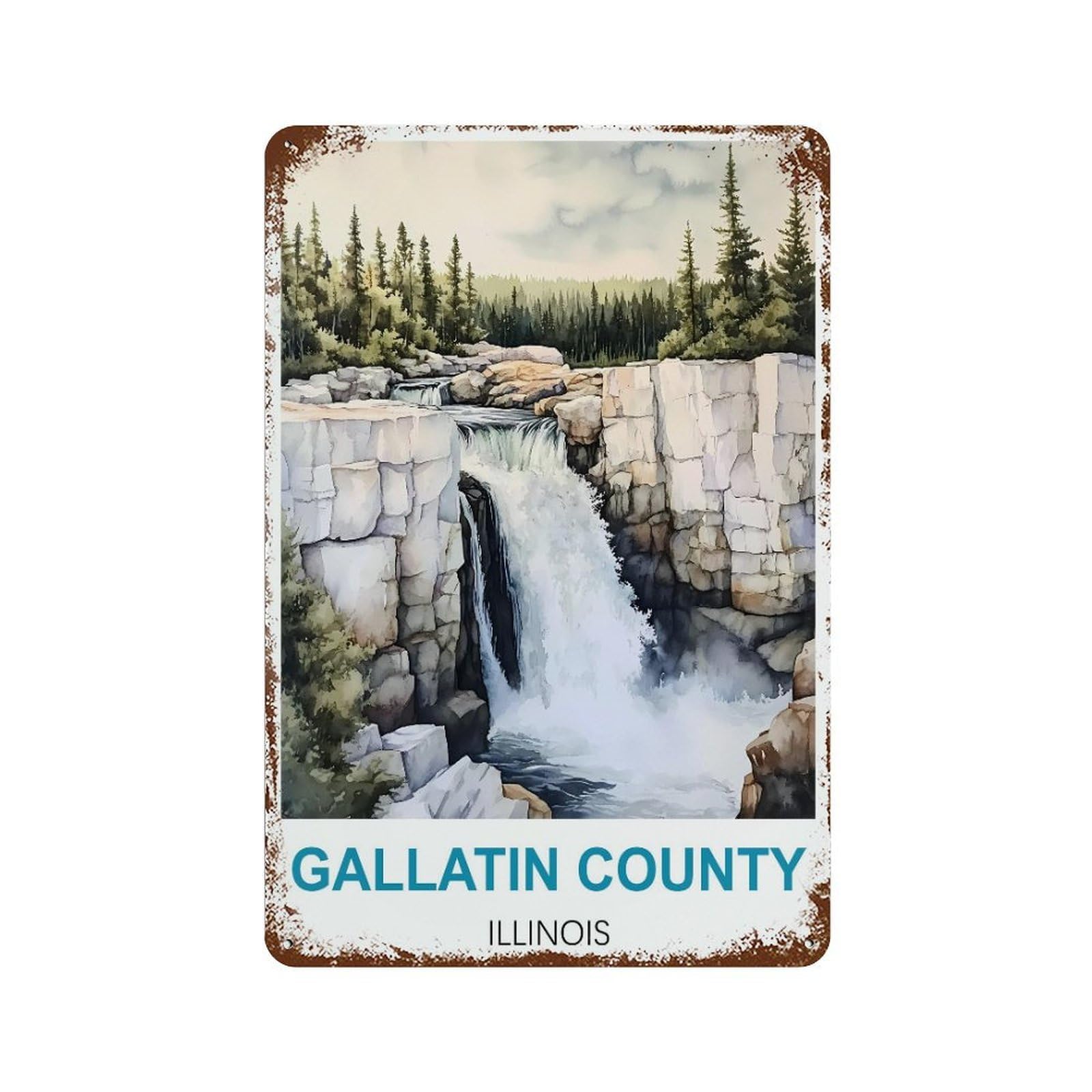 Gallatin County Illinois Retro Design Tin Paintings Vintage Tin Sign 08x12inch(20x30cm) Wall Art for Home Office Bedroom Living Room Cafes Wall Decor
