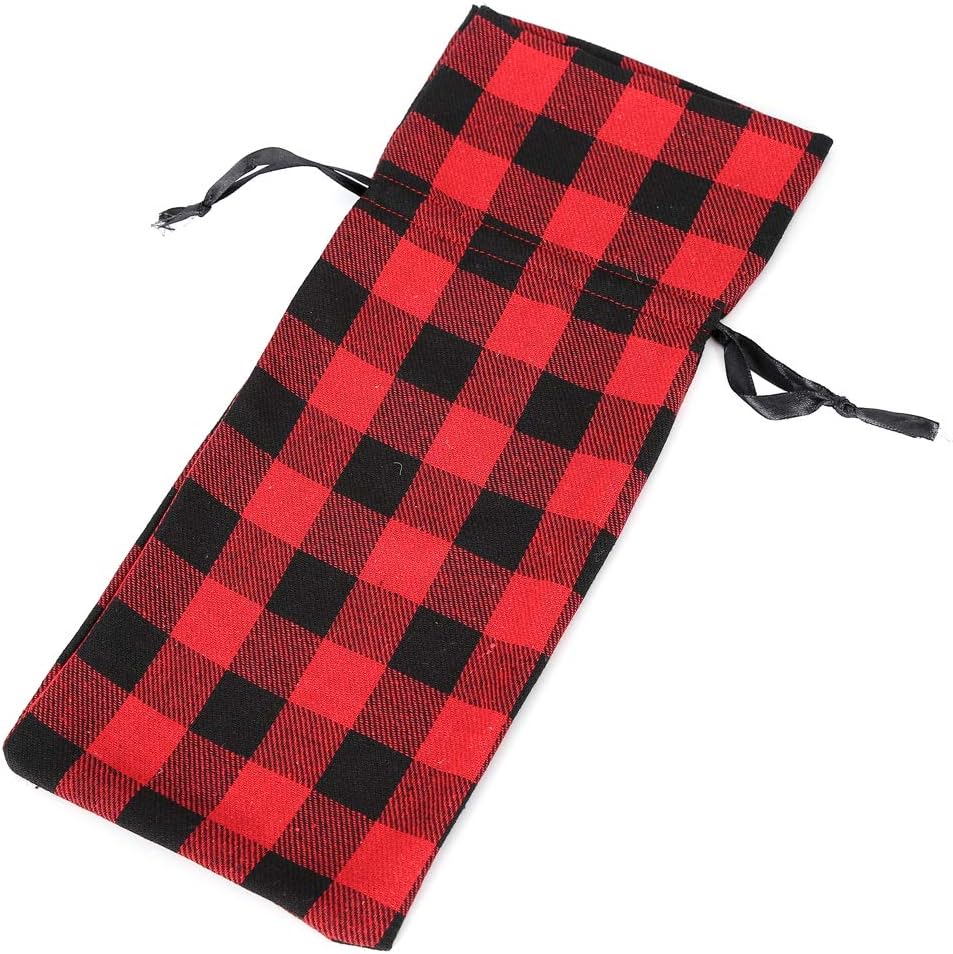 buffalo plaid wine bolsa