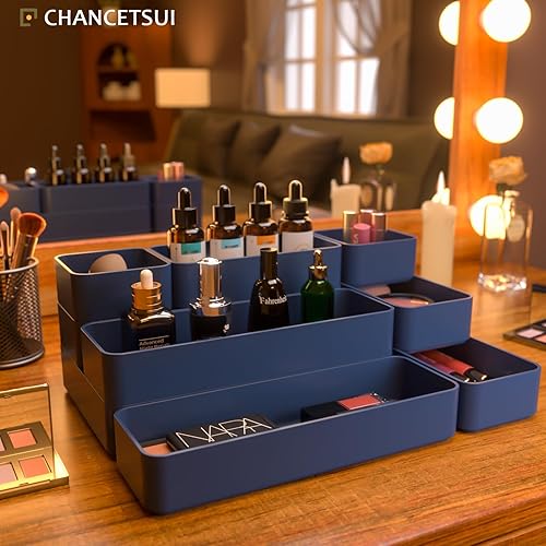 Miniatura 2 de Juego de 9 bandejas apilables para cajones, bandejas de almacenamiento apilables multifuncionales para tocador, baño, cocina, organizador de cajones