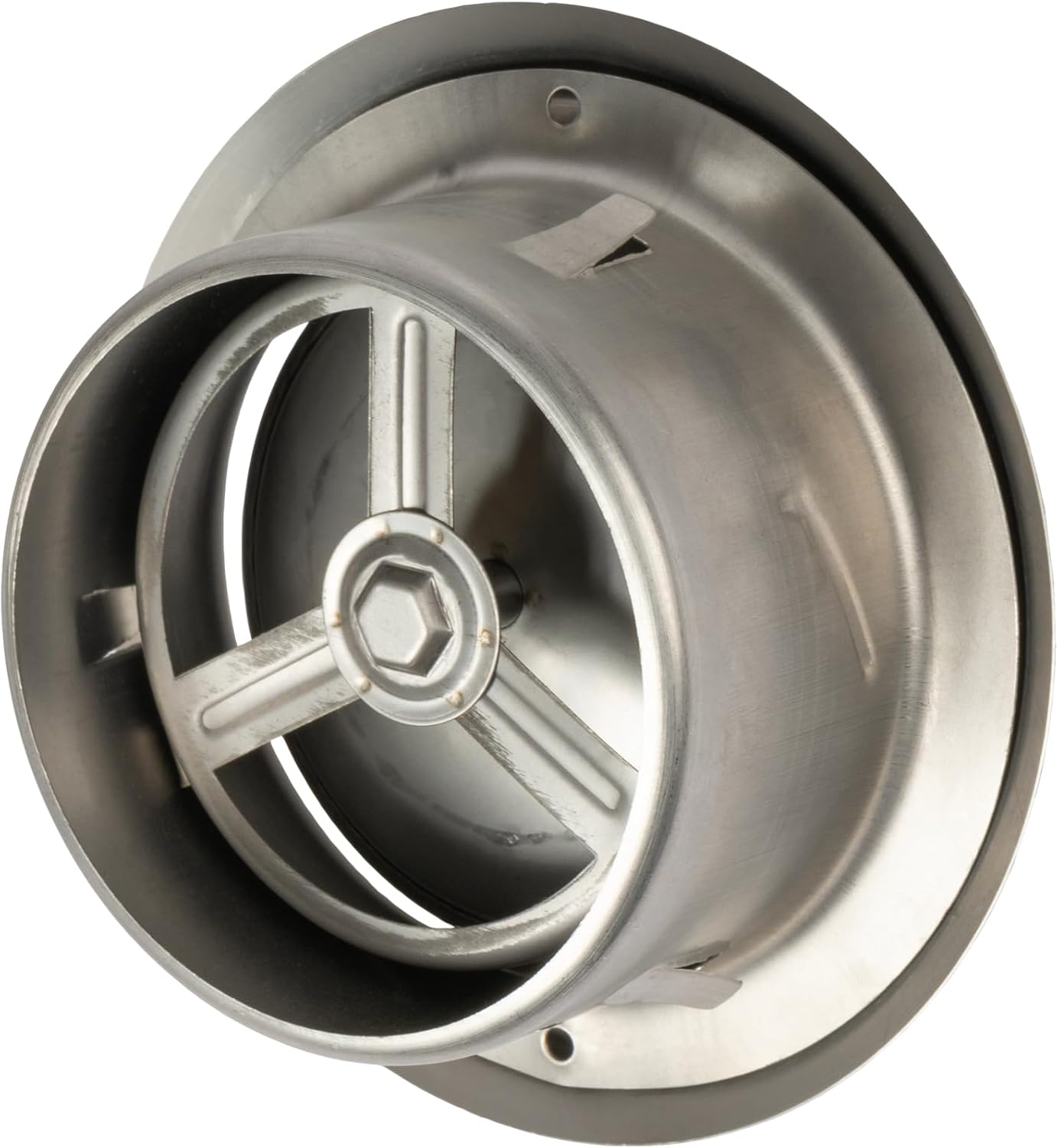 Repa Market ø4" Inch Stainless Steel Universal Diffuser - Adjustable Valve - Optimal Airflow - Air Intake, Exhaust Duct Ventilation - Round Metal Soffit Vent Grille Cover - Home Office, Wall Ceiling