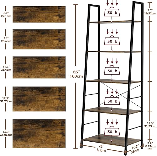 Miniatura 2 de Gadroad Estantería de escalera, estantería industrial de 5 niveles, estante de escalera independiente, estantes organizadores para plantas y flores,