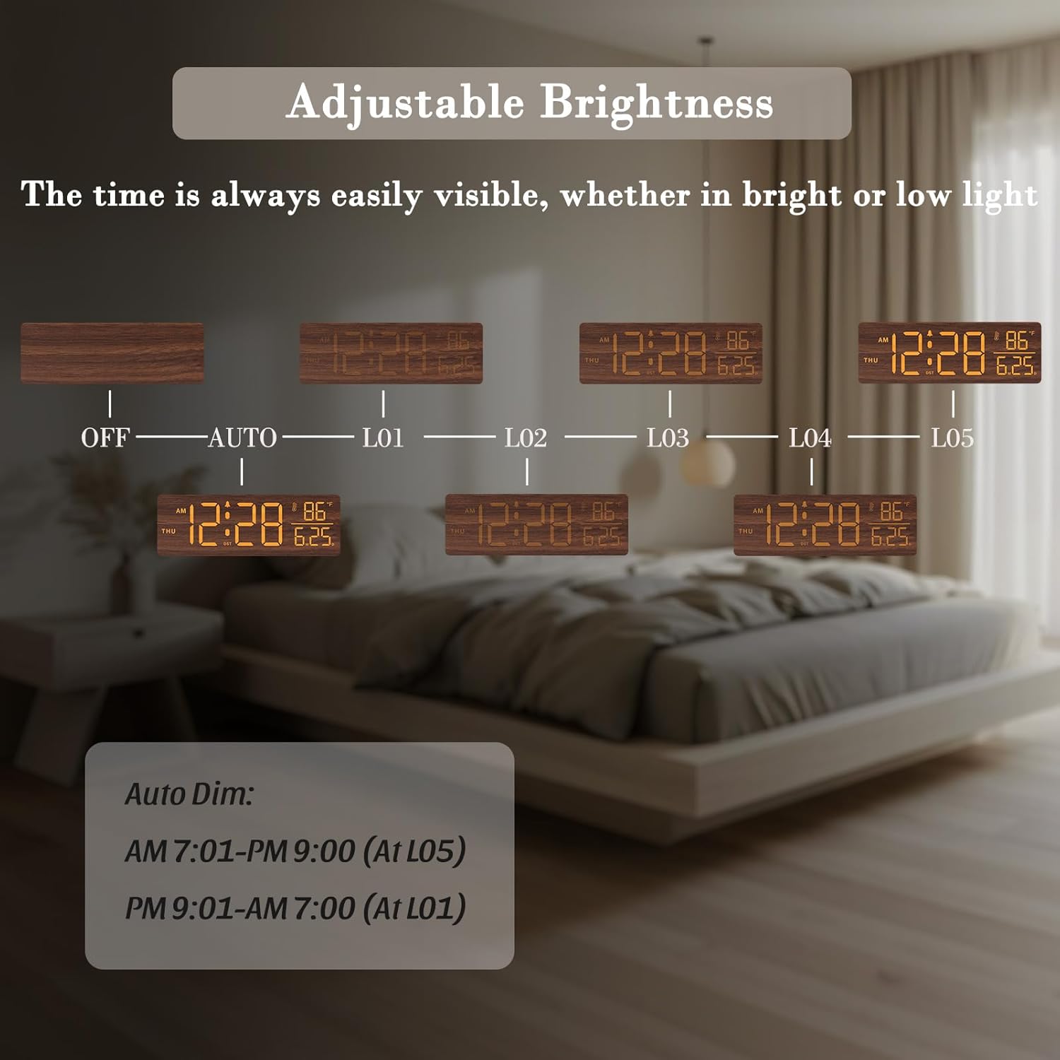 DreamSky AM FMRadio + Wooden Digital Clock Large Display