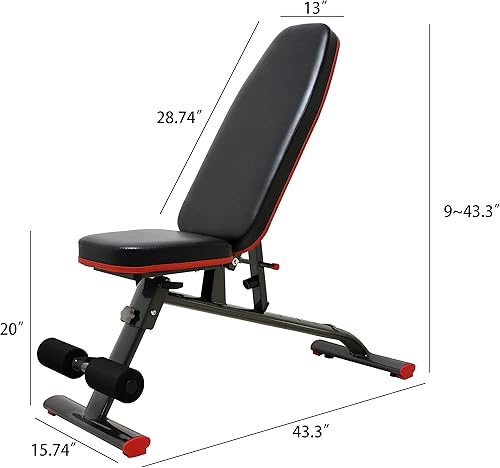 Miniatura 7 de Signature Fitness Banco de pesas resistente ajustable y plegable para ejercicio vertical, inclinado, declive y plano