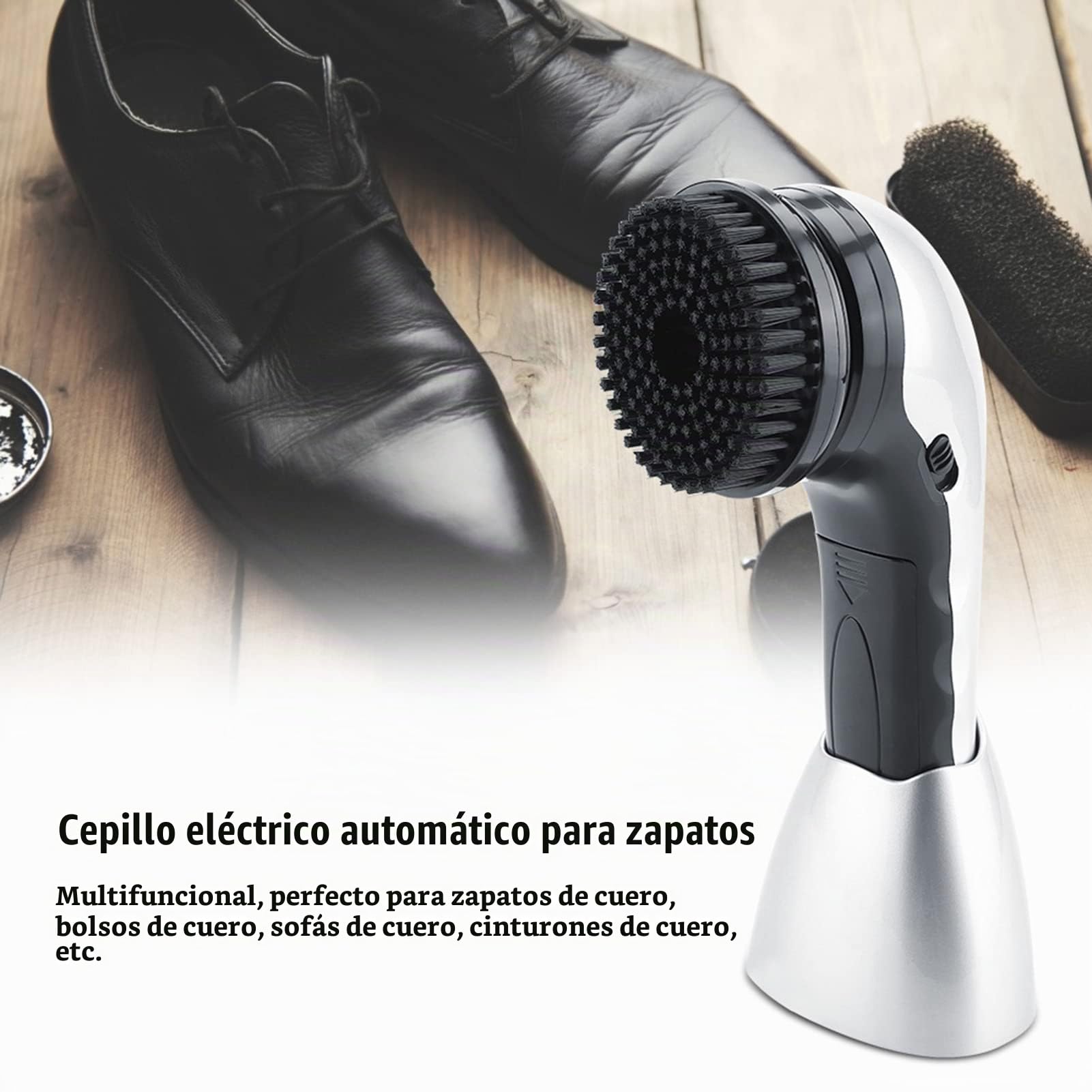 Cepillo Eléctrico con 5 Cepillos para Zapatos Pulidor de Zapatos Cepillo de Limpieza Kit Mini Pulidora Eléctrica Portátil para Zapatos Bolsos Sofá Cuidado de Cuero