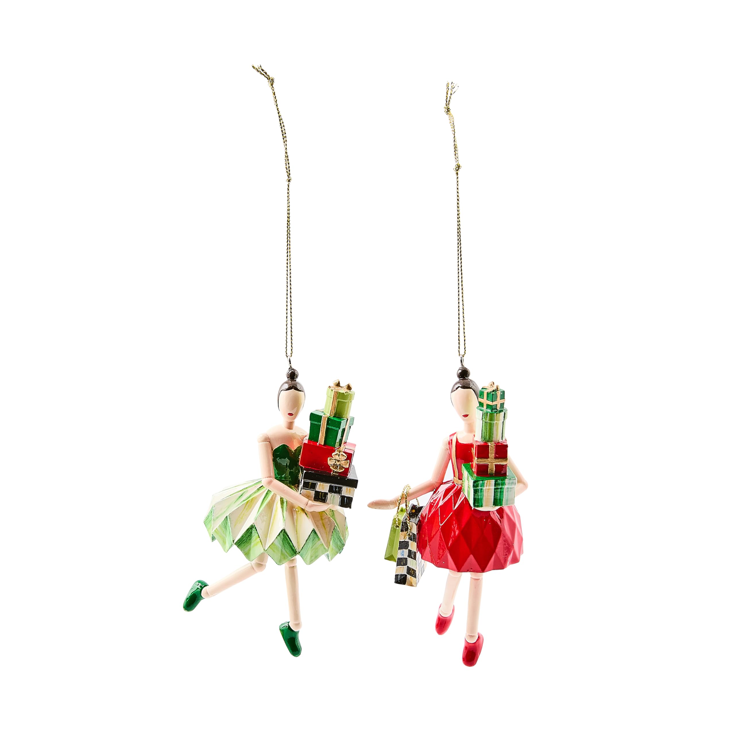 Amazon.com: MACKENZIE-CHILDS Set of 2 Shopper Lady Ornaments