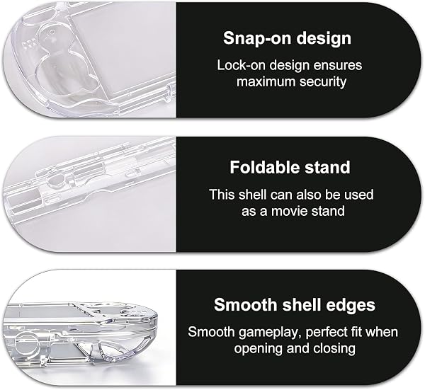 Clear Crystal Hard Shell Case Set for Sony PS Vita PSV 1000 PCH-1000 Game Console, Clear Protective Case with Tempered Glass Protective Films & Joystick Caps for Retro Game Enthusiasts - 4