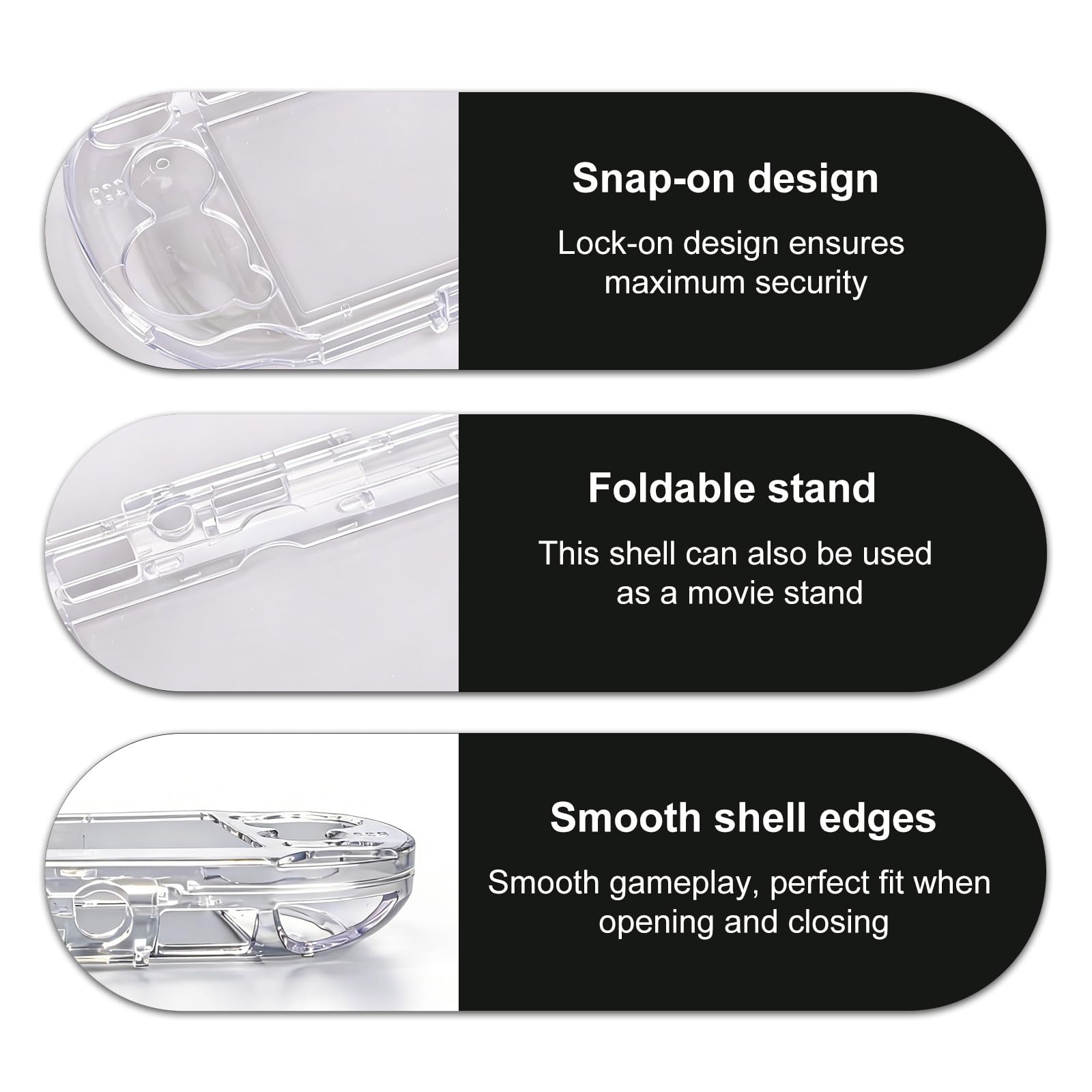 Clear Crystal Hard Shell Case Set for Sony PS Vita PSV 1000 PCH-1000 Game Console, Clear Protective Case with Tempered Glass Protective Films & Joystick Caps for Retro Game Enthusiasts - 4