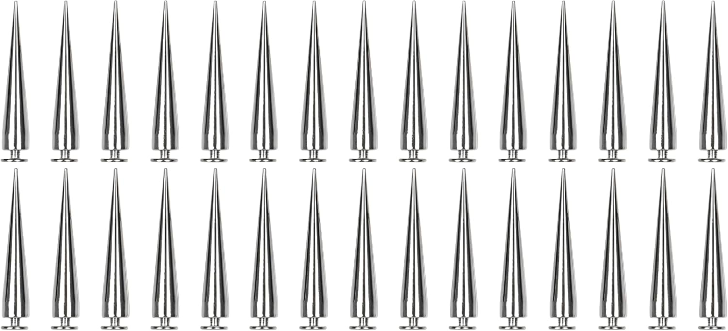 30PCS 40MM Spike Studs Leathercraft Rivets Studs and Spikes for Clothes & Crafts - Punk Style Screwback Rivets for Clothing Accessories & DIY Craft Projects