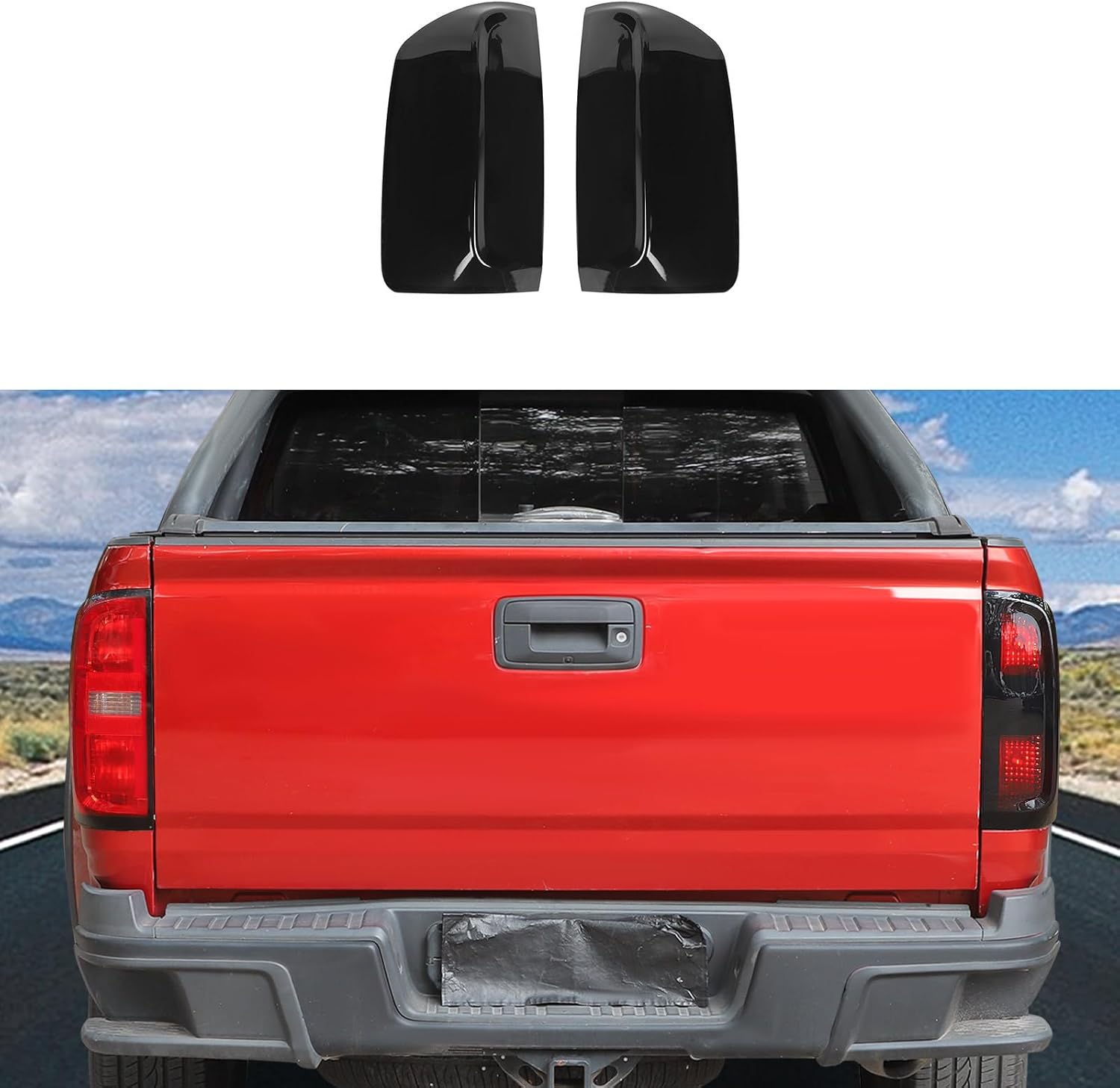 CheroCar for Colorado Tail Light Lamp Cover Guard Trim Bezel for 2014-2022 Chevy Colorado,2Pcs Smoked Black Exterior Accessories