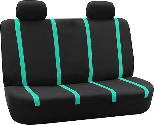 Vista 100 de FH Group - Juego completo de fundas de asiento de automóvil, de tela negra, ajuste universal, de asiento delantero de respaldo bajo y de asiento