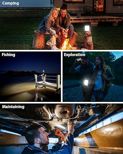 Miniatura 6 de Luz de trabajo LED inalámbrica para batería Black and Decker de 20 V, reflector LED de 25 W con puertos de carga rápida USB-A y USB-C 2.1A para