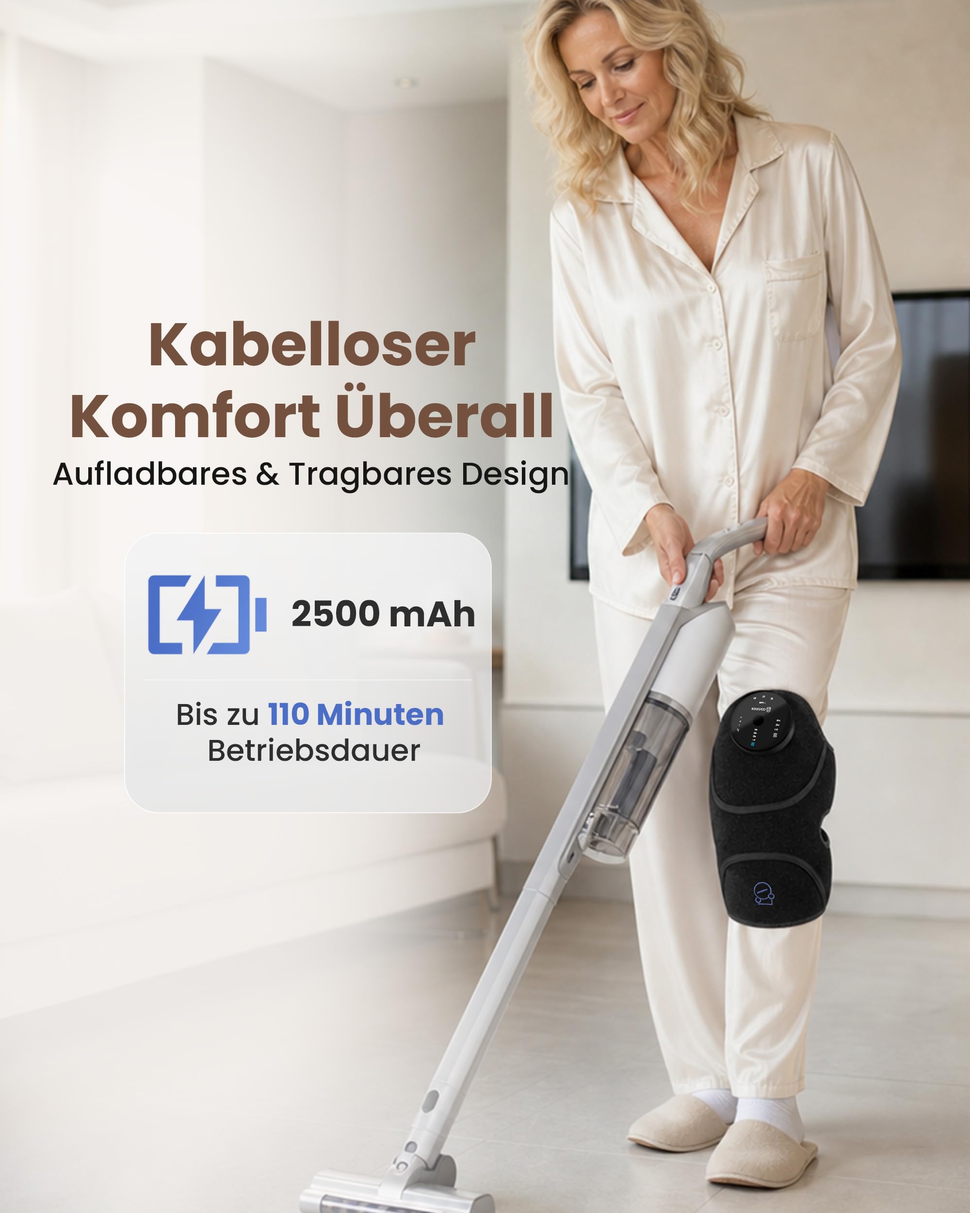 COMFIER 3-in-1 Kabelloses Knie-Massagegerät mit verbesserter Graphenheizung | 4 Vibrationsmodi & 3 Heizstufen, 2500mAh Akku, Für Knie, Ellenbogen & Schultern, Geschenk für Männer und Frauen