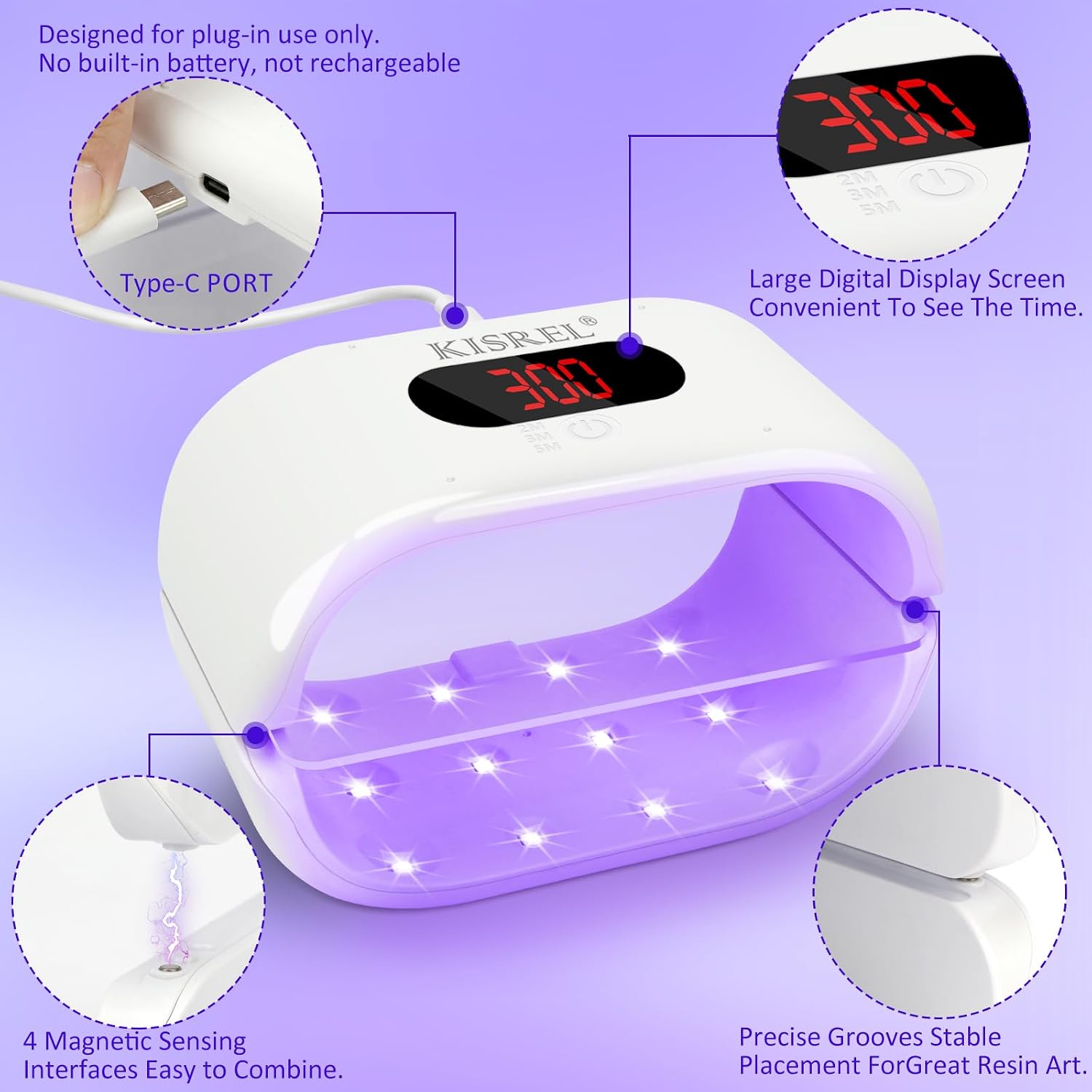 KISREL UV Light for Resin, Plug-in Double-Sided 2-in-1 UV Lamp