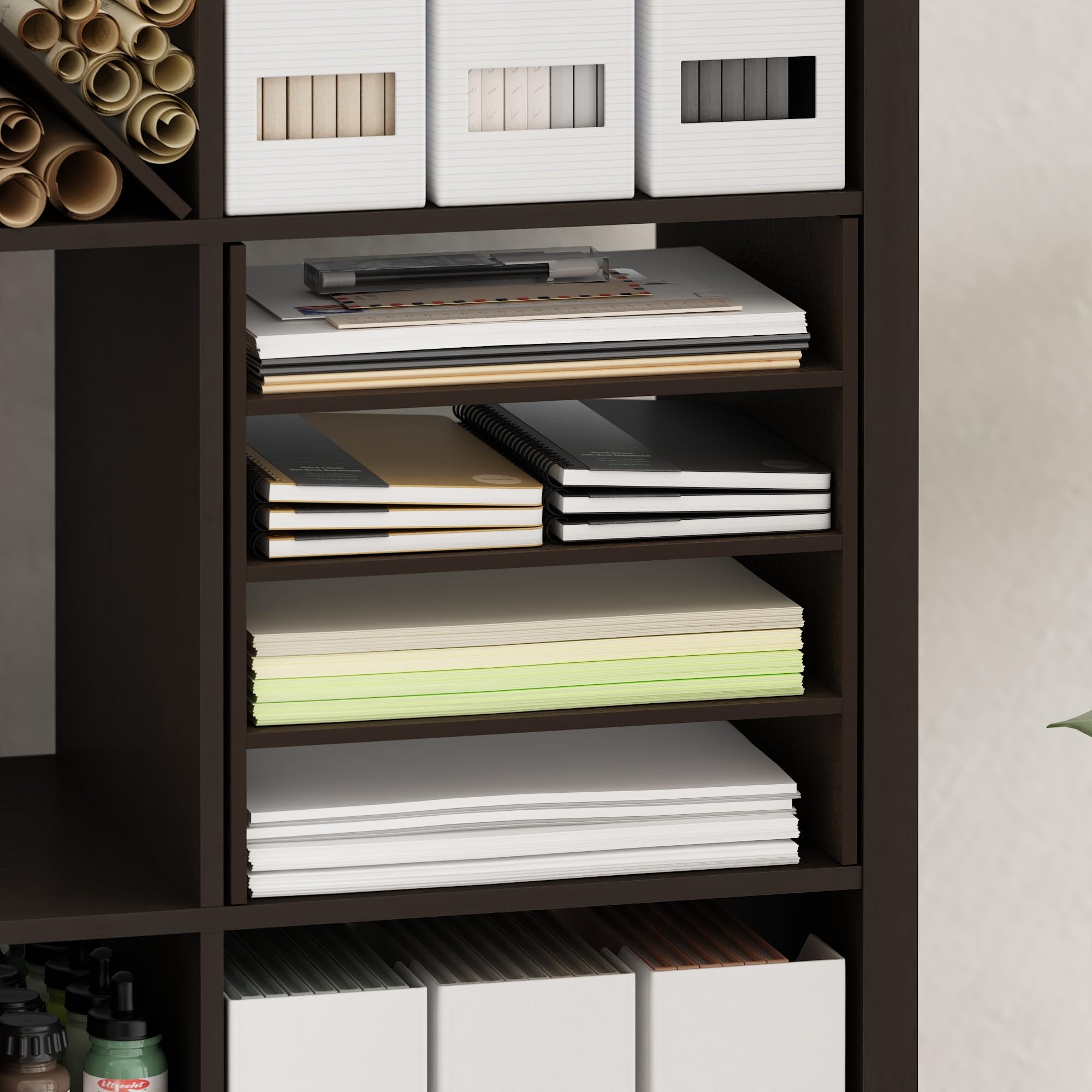 Furinno Cubicle 3-Shelf Cube Insert, Cube Organizer, Black Oak
