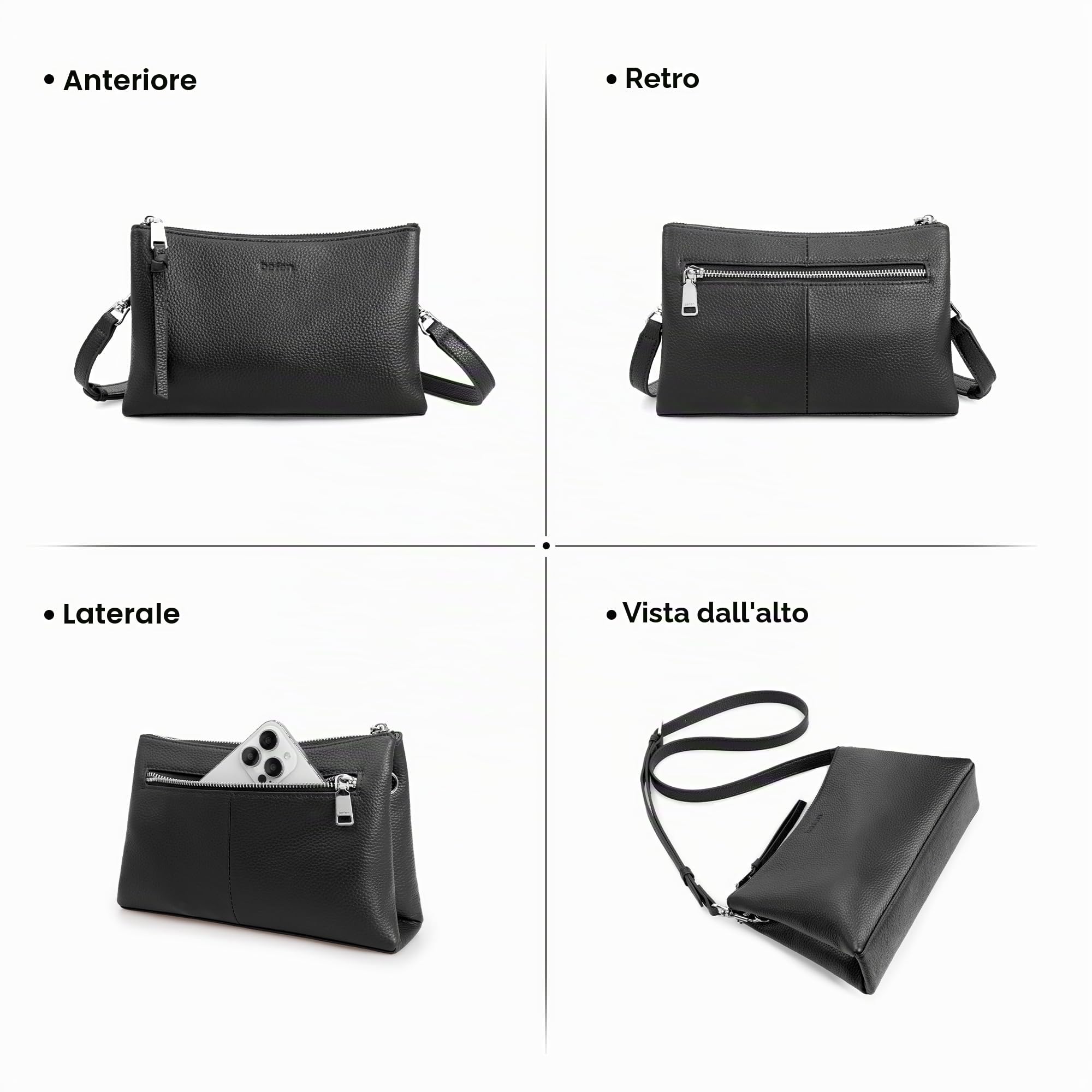 befen Borsa da Donna Piccola in Vera Pelle, Borsa a Tracolla da Donna con Protezione RFID, Custodia per Cellulare in Pelle con Tracolla Regolabile | Piccola borsa a tracolla in pelle con scomparti per carte RFID, borse a tracolla per viaggi, lavoro, uso q