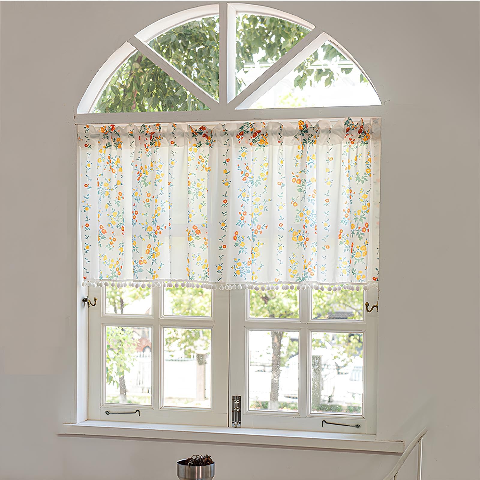 Voile Tende Corte per Piccola Finestre, Tenda Mezza Cucina Moderne, Semitrasparenti Tendina con Tasca per Bagno e Camera da Letto(W200xH120cm(W79xH47in))
