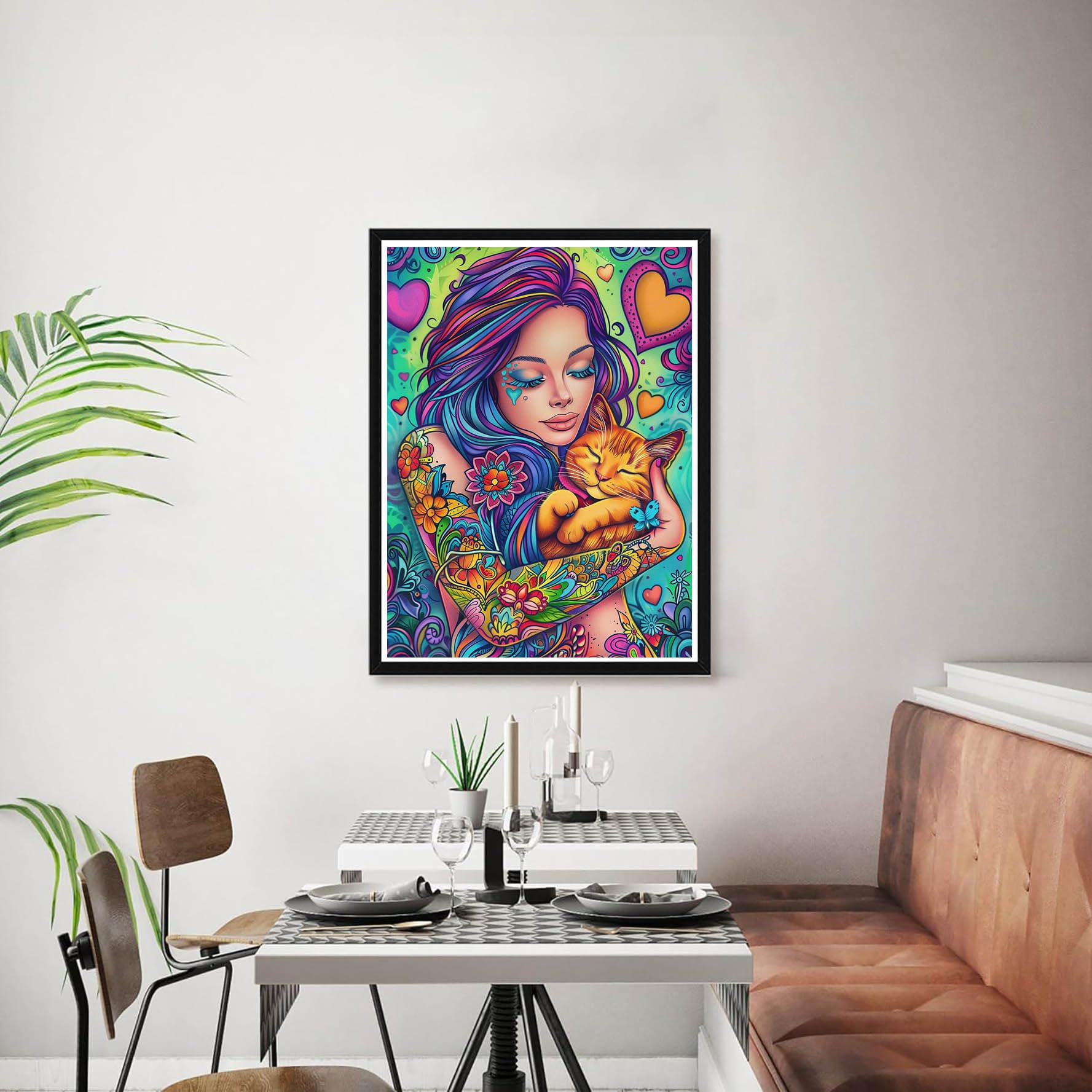 Bimkole 5D Diamond Painting Kit Completo Fai da Te Gatto, Fragola