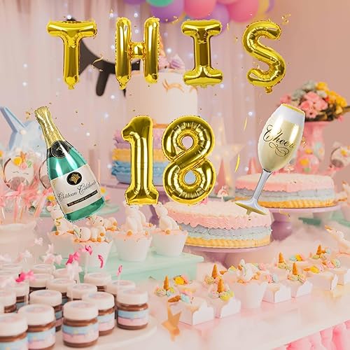Miniatura 7 de Globos dorados de 18 cumpleaños para hombres y mujeres, decoración dorada de 18 cumpleaños con el número 18, globos de aluminio con el número 18,