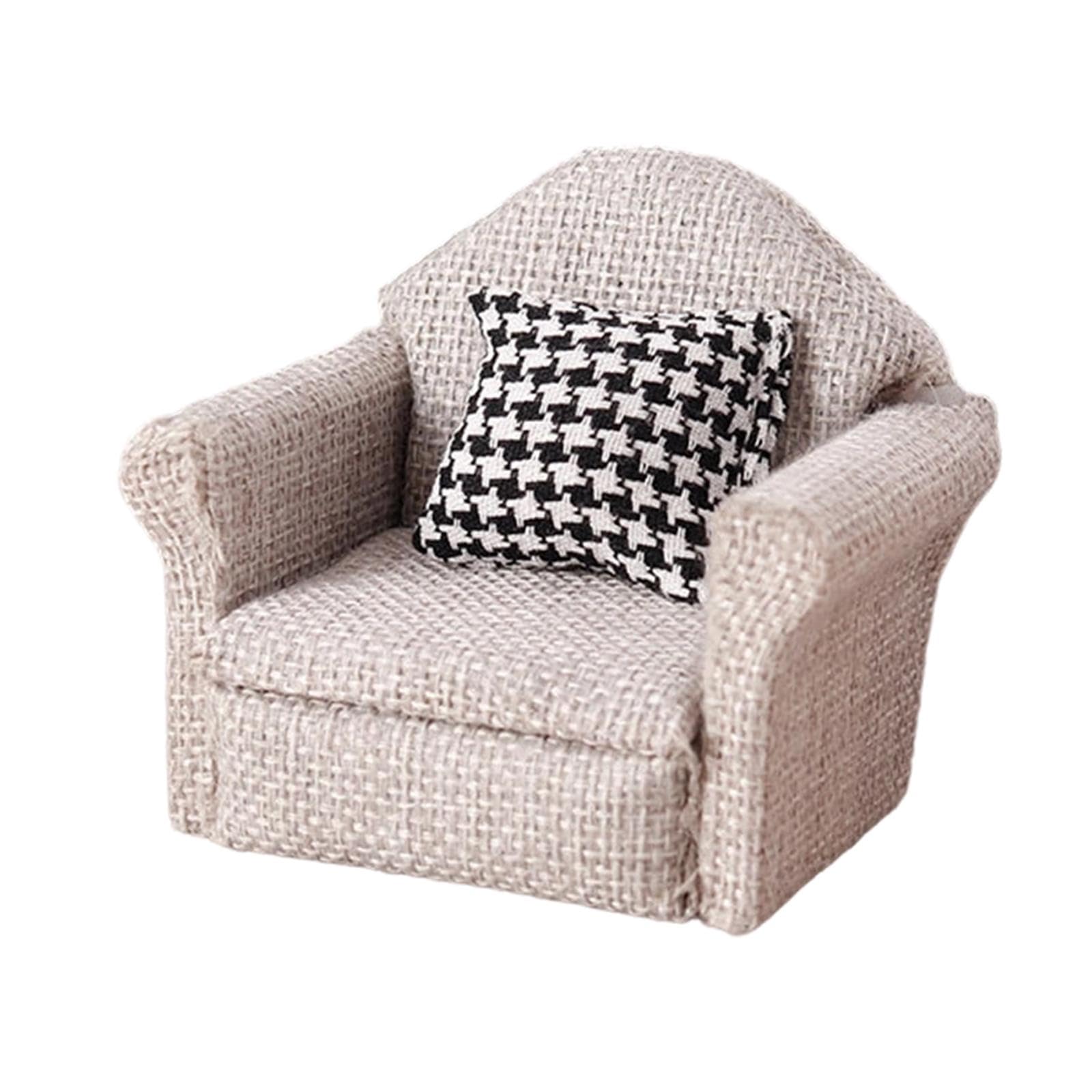 JunZheHub Miniature Sofa, Miniature Furniture, Decorative Photo Props, Armchair Model, Mini Accent Chair for Dollhouse in 1:12 Scale, light gray