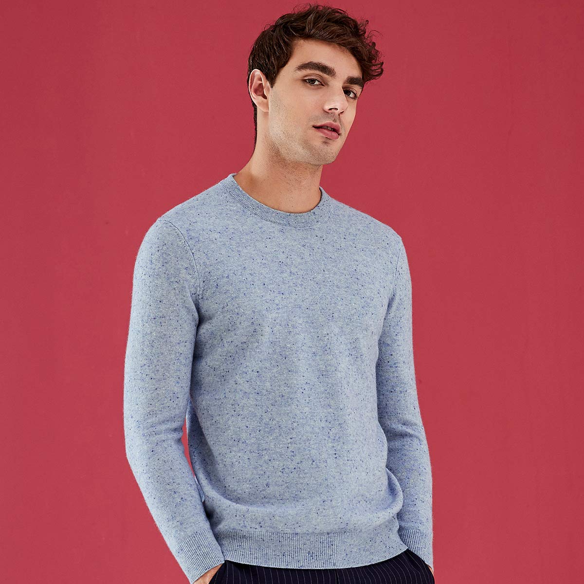 ZHILI Maglione Girocollo in Cashmere da Uomo