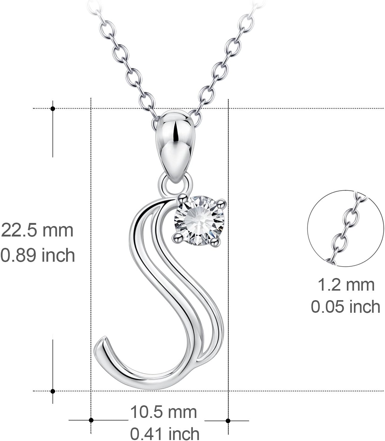 YFN Initial Necklace Sterling Silver Letters 26 Alphabet Pendant Necklace Jewelry - Image 3