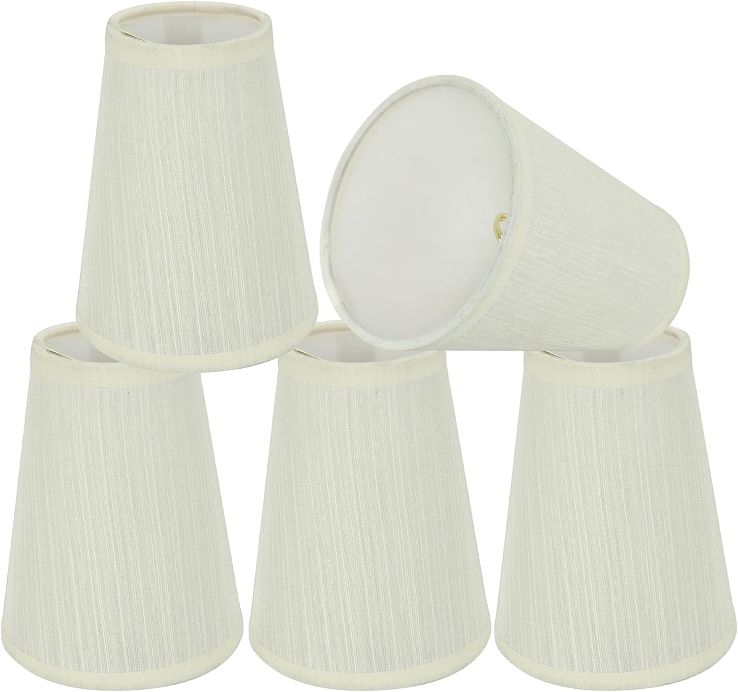Aspen Creative 32004-5B, Empire Clip-On Chandelier Lamp Shade, Eggshell, 2-1/2" Top x 4" Bottom x 5" Slant Height, Set of 5