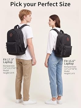 Black Backpack for Women Men, Casual School Backpack Teen Boys and Girls,15.6 Inch Laptop Bookbag for College High School Teenage Back to School Gifts