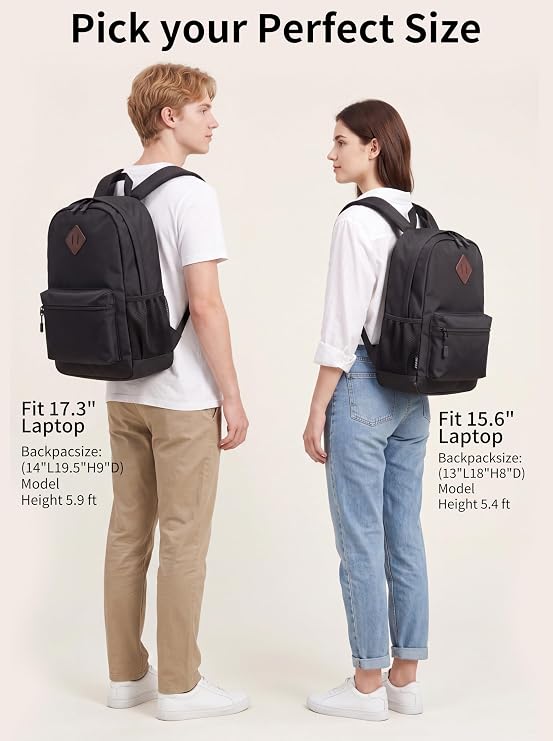 Black Backpack for Women Men, Casual School Backpack Teen Boys and Girls,15.6 Inch Laptop Bookbag for College High School Teenage Back to School Gifts