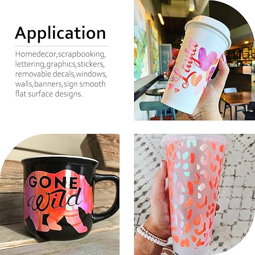 Miniatura 6 de TECKWRAP Vinilo adhesivo adhesivo inteligente cromado rosa opal, 13 pulgadas x 5 pies, vinilo para proyectos de calcomanías artesanales, compatible