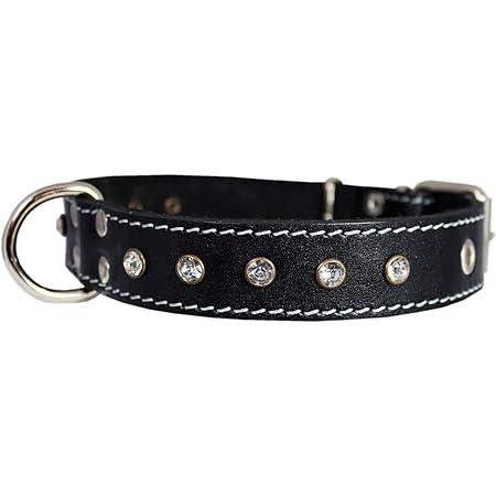 Black dog collar with rhinestones Clearance