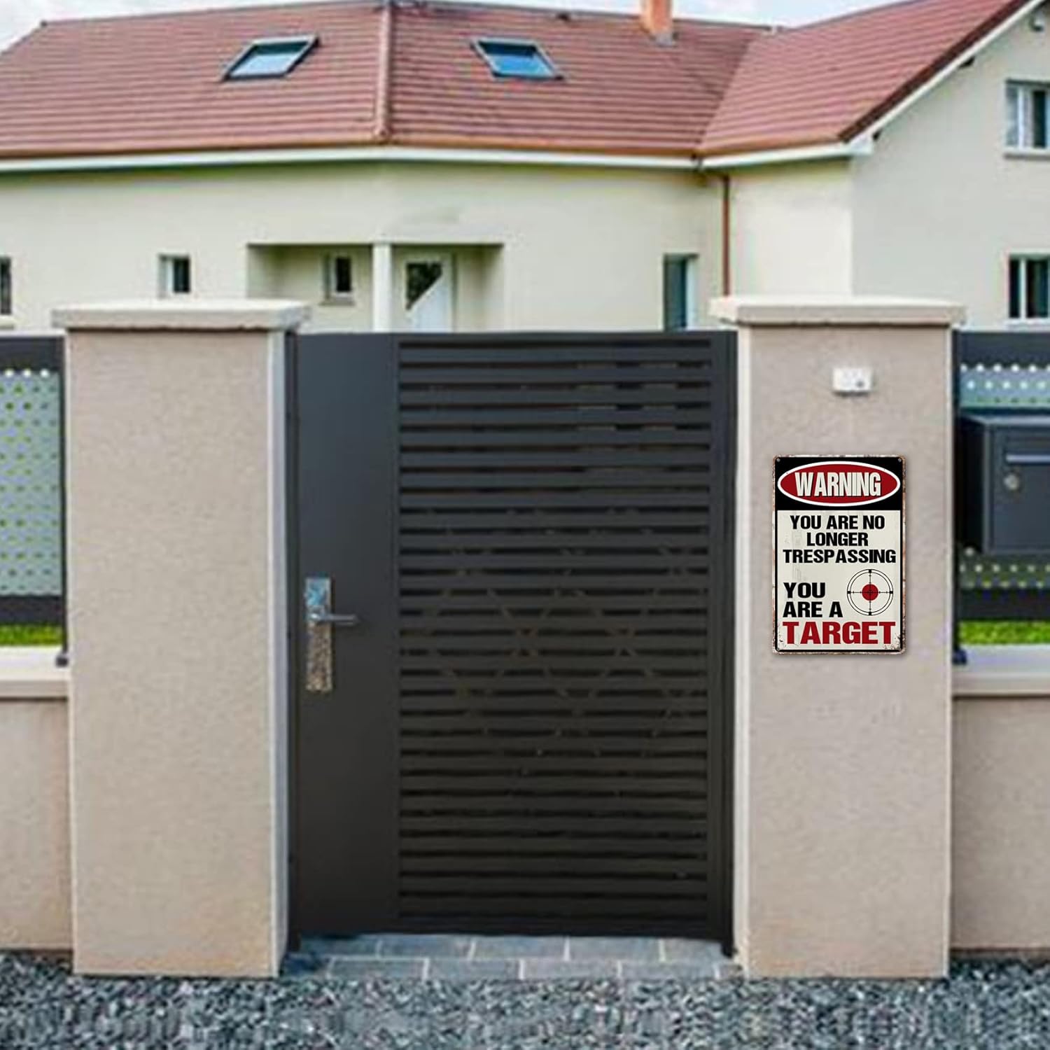 Funny No Trespassing Sign, Metal Warning Tin Signs, You Are No Longer Trespassing You Are A Target Sign, Yard Sign Garage Wall Decor Sign 8 X 12 Inches