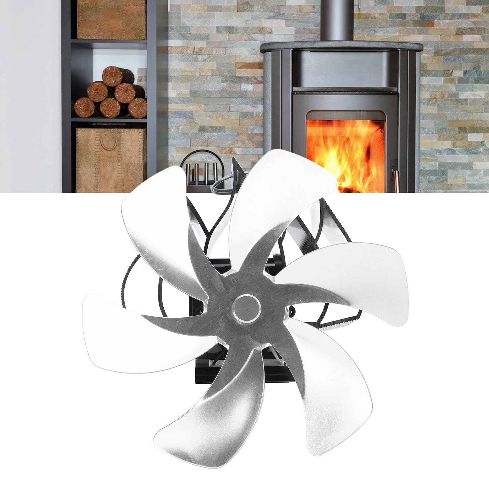 Ventilatore per Stufa a Legna, 6 Pale, Tubo in Alluminio, Senza