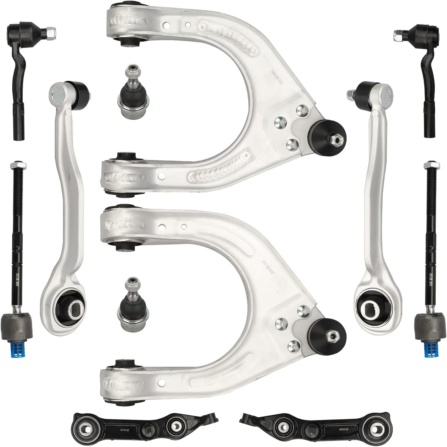 Front Suspension Kit Upper Lower Control Arm Ball Joint Tie Rod End Link Fits for Mercedes-Benz CLS500 CLS55 AMG CLS63 E320 E500 E55 AMG E550 E63 2003 04 05 06 07 08 09, 2113308907 2113309007