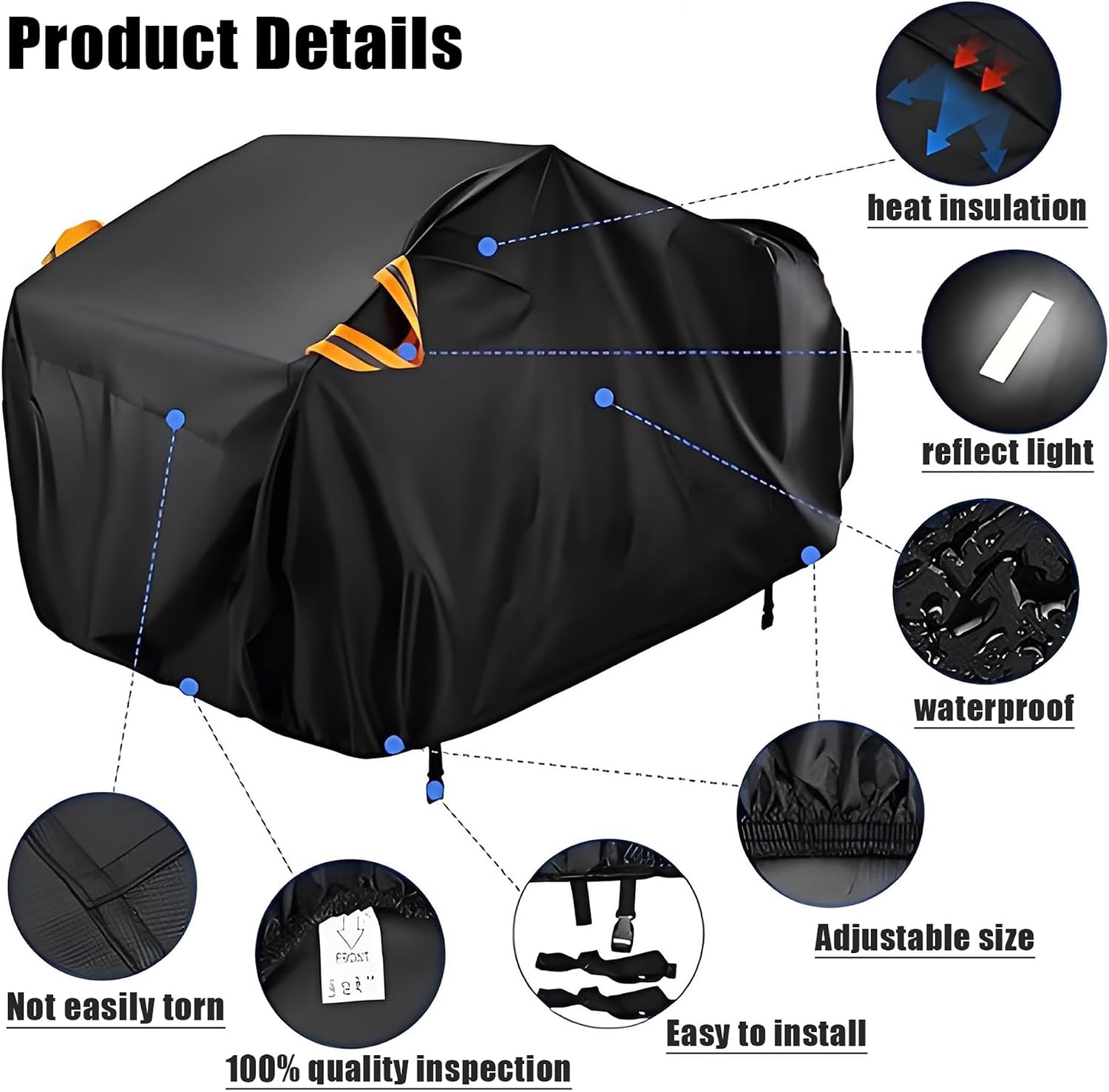 UTV Car Cover 4-6 Seaters 162" X 65" X 80" Inches -Outdoor Heavy Duty Side by Side Waterproof Cover All-Weather Protection Universal for Most ATV/UTV Vehicle, Scooter, Motorbike, Quad Bike