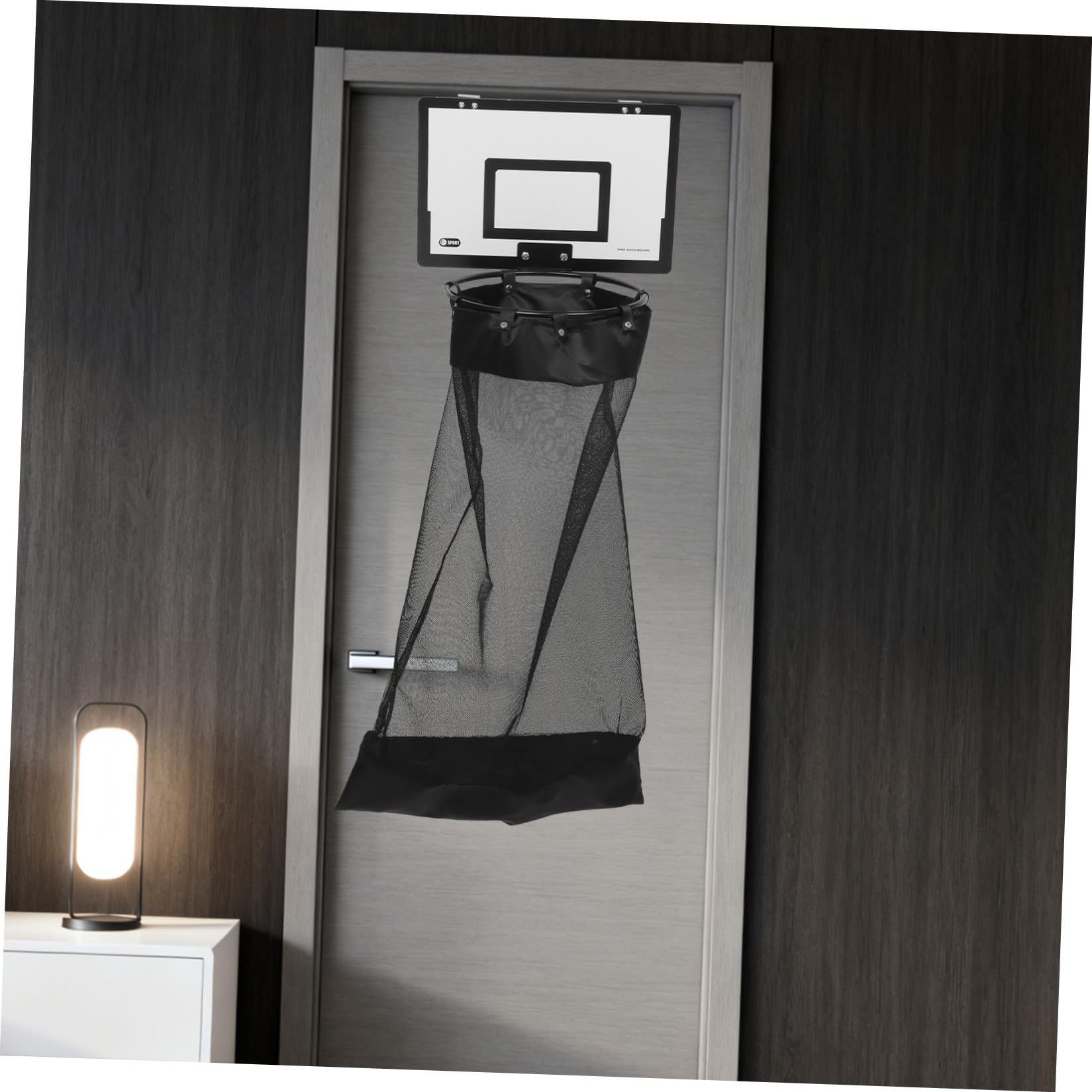 Basketballkorb Wäschekorb Schwarz mit Netz und Reißverschluss