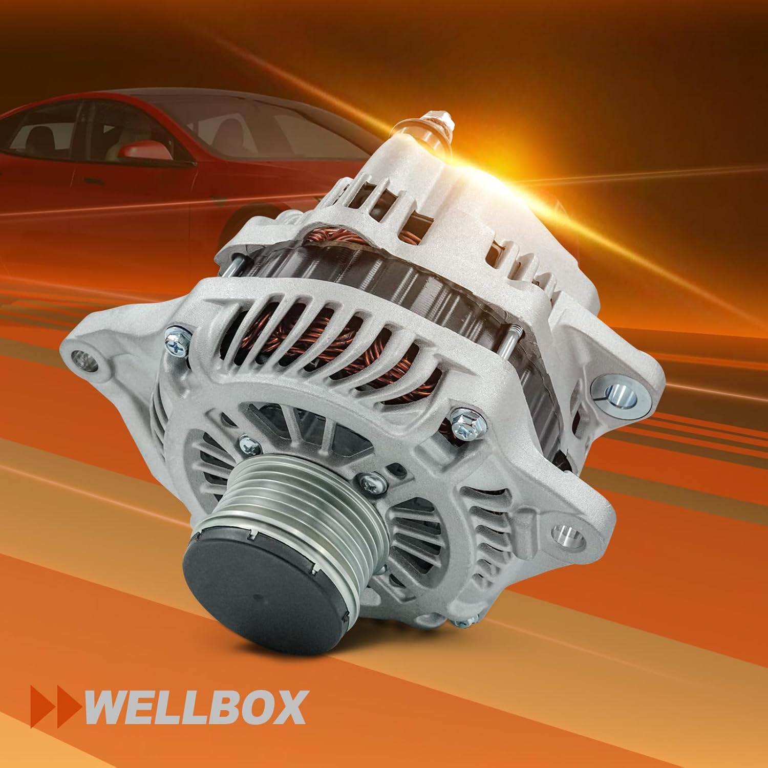 Alternator for Mitsubishi Lancer L4 2.0L 2008-2010, Lancer L4 2.4L 2009-2010, Outlander L4 2.4L 2008-2010, 12V 120A 6-Groove Clutch Pulley Clockwise, Replaces 11377N, 11377, 1800A053, A003TG3181
