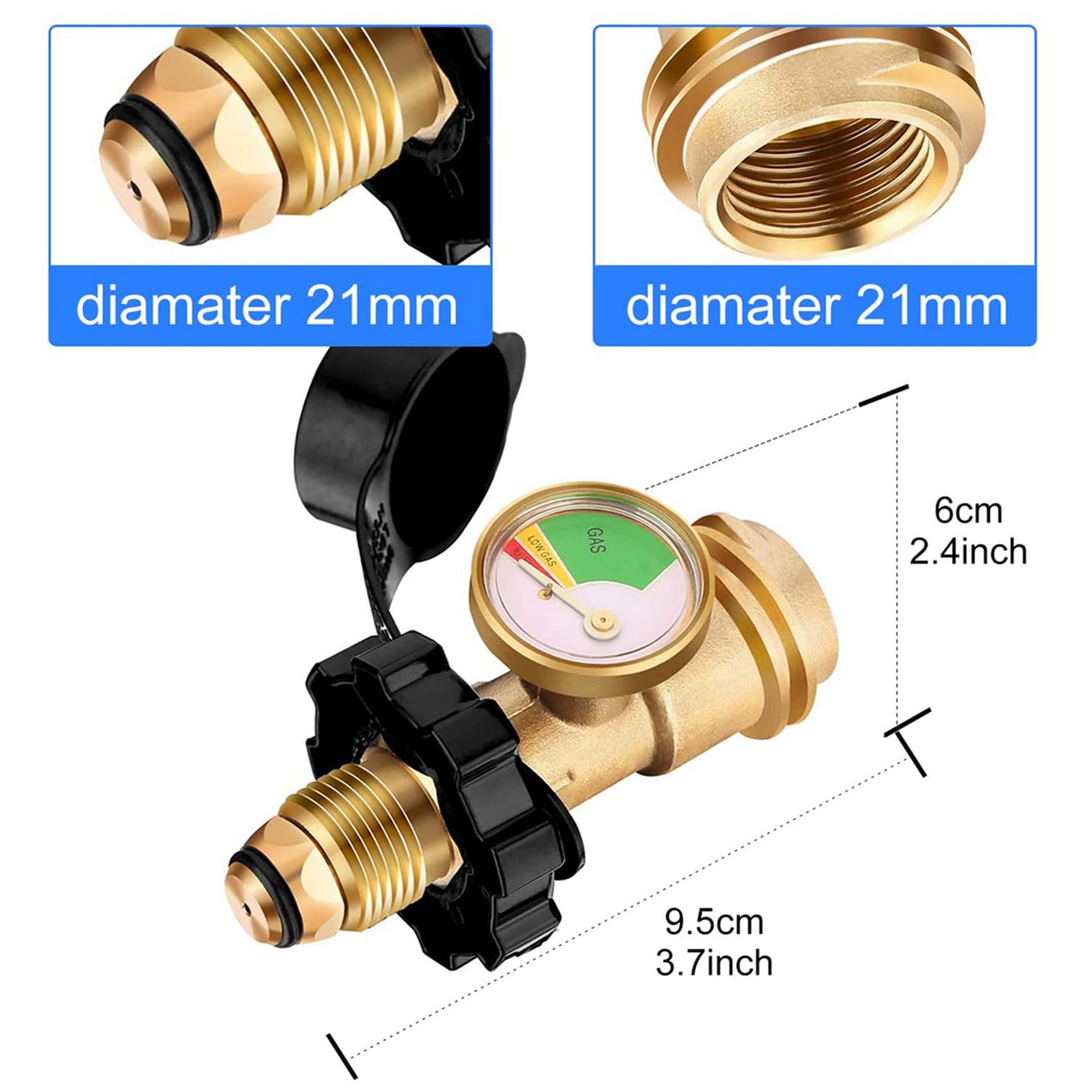 3 x uniwersalny adapter do zbiornika na propan, z manometrem, przekształca QCC1/typ 1, wskaźnik poziomu napełnienia zbiornika na propan, do kampera, cylindra