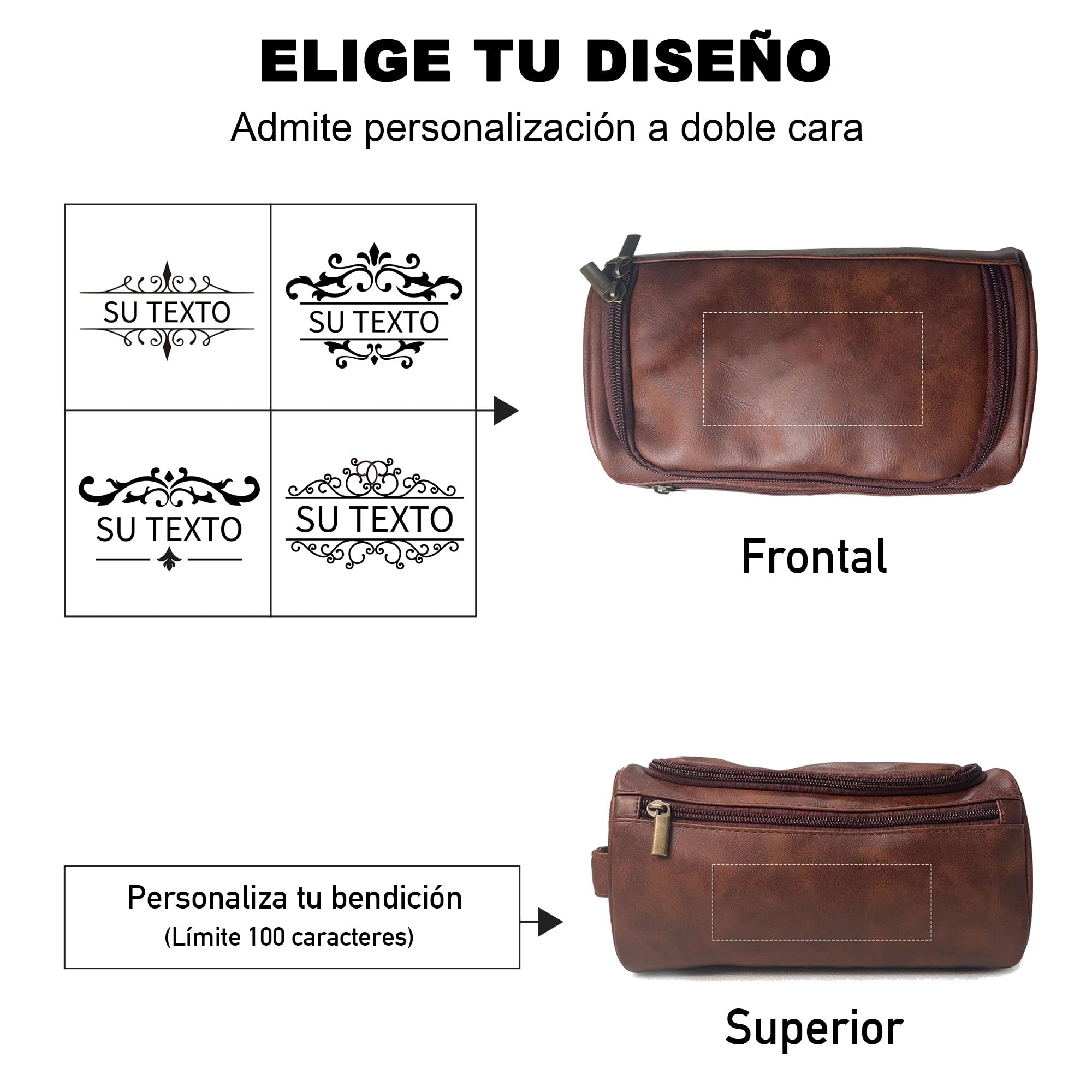 Easycosy Regalos Dia del Padre, Neceser Hombre en Piel Personalizado - Bolsa de Aseo Compacto para Viaje, Regalo para Papá, Amantes y Amigos