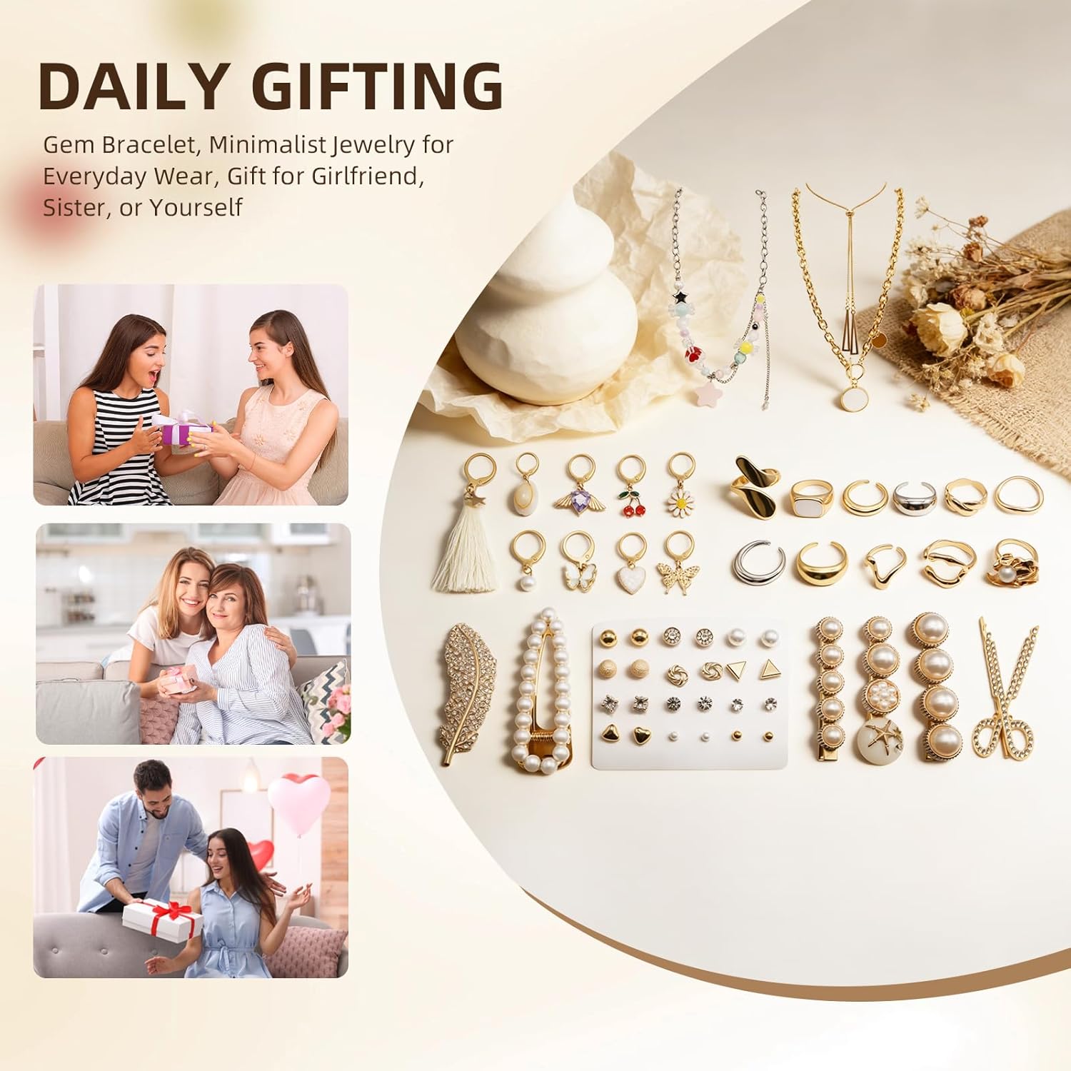 65 Pcs Mystery Jewelry Jar for Women, Multi-Style Gift Set with Earrings, Rings, Bracelets, Necklaces & Hair Clips – Unique Birthday Gift for Women Who Have Everything