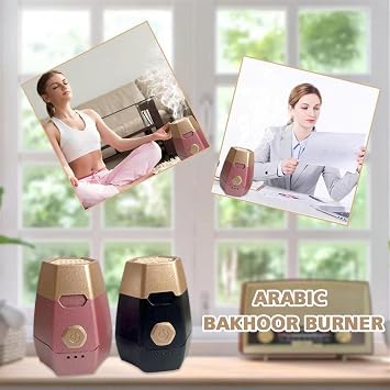 Portable Mini Incense Burner Bakhoor USB Rechargeable Aroma Diffuser Arabic Electric Incense Holder Muslim Home Decor & Car Air Freshener,Black