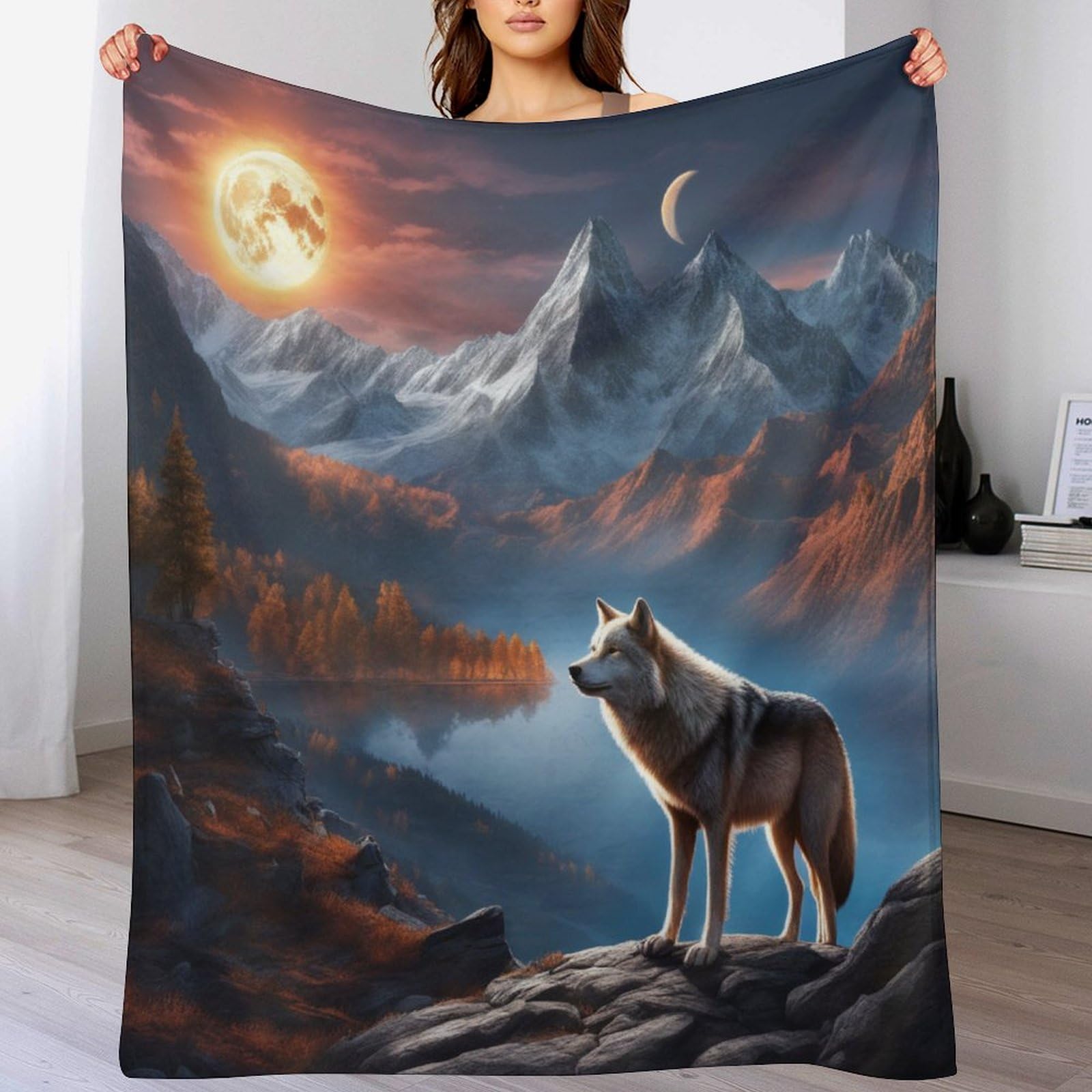 Couverture loup en flannel douce résolvant le froid sur le lit ou le canapé